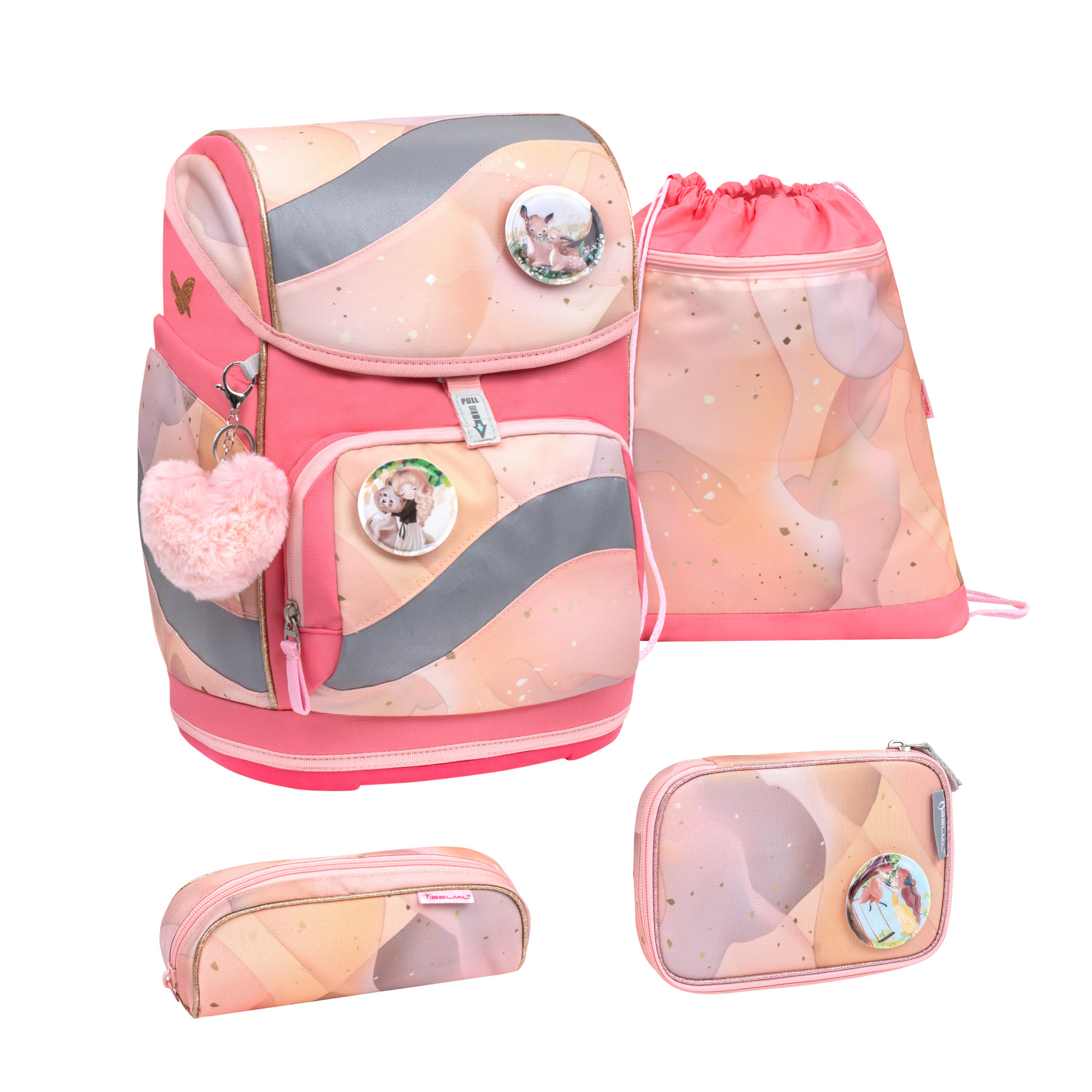 Smarty ergonomisches Schulranzen-Set 4-teilig - Marble