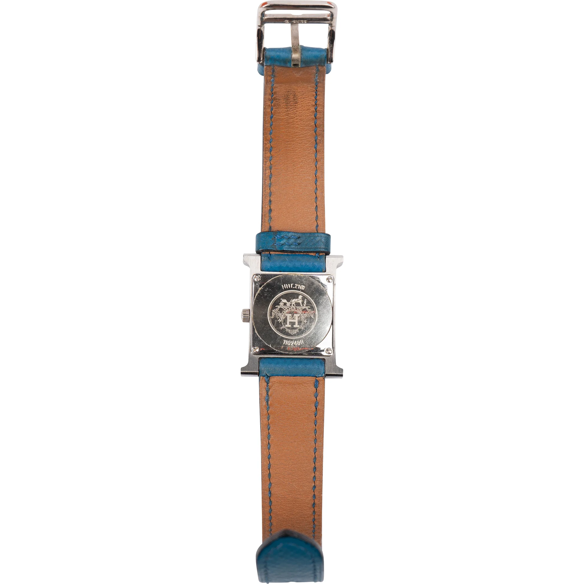 Hermès Silver Tone Heure H Women Watch HH1.210 Blue