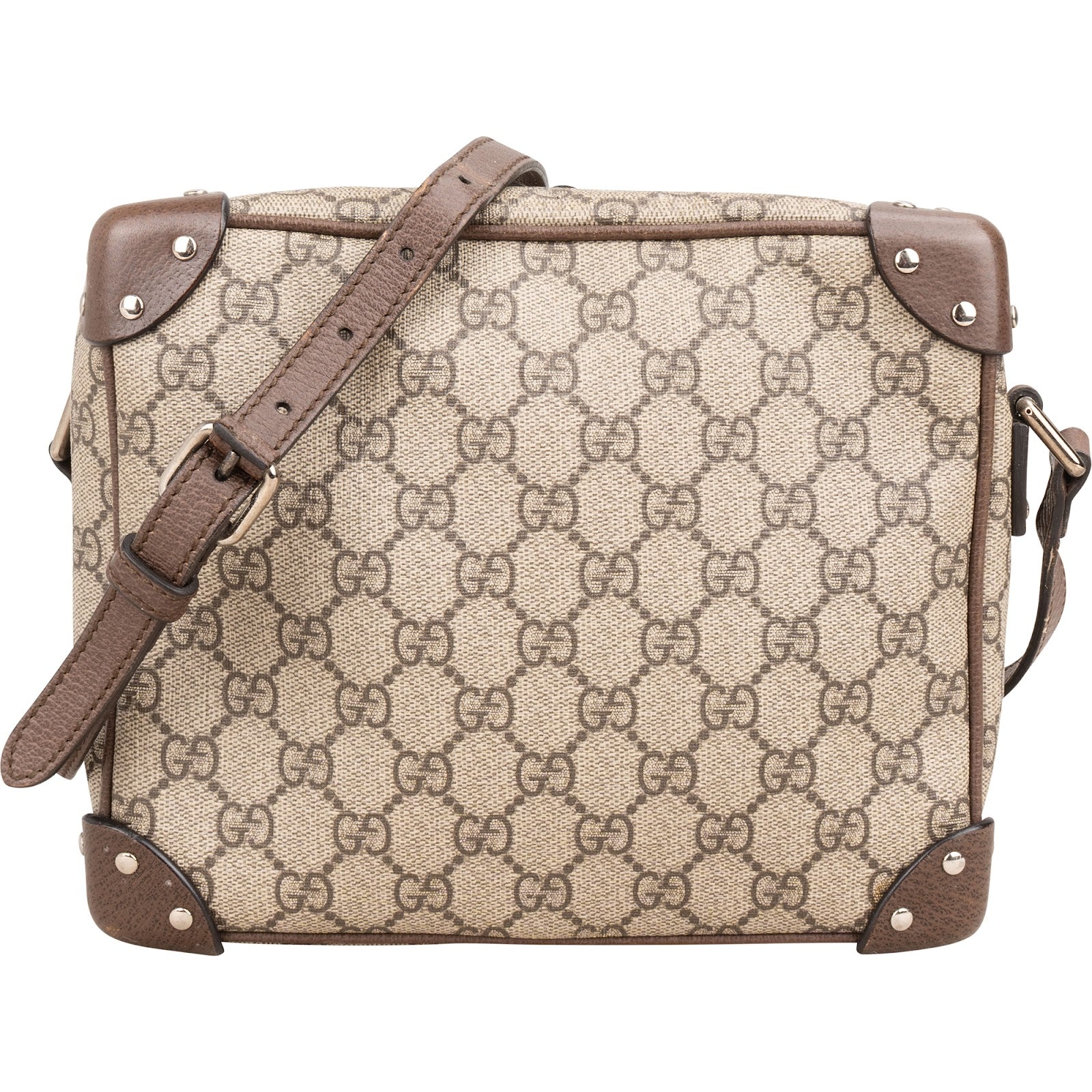 Gucci – Monogram GG Supreme Studded Trunk Crossbody Bag