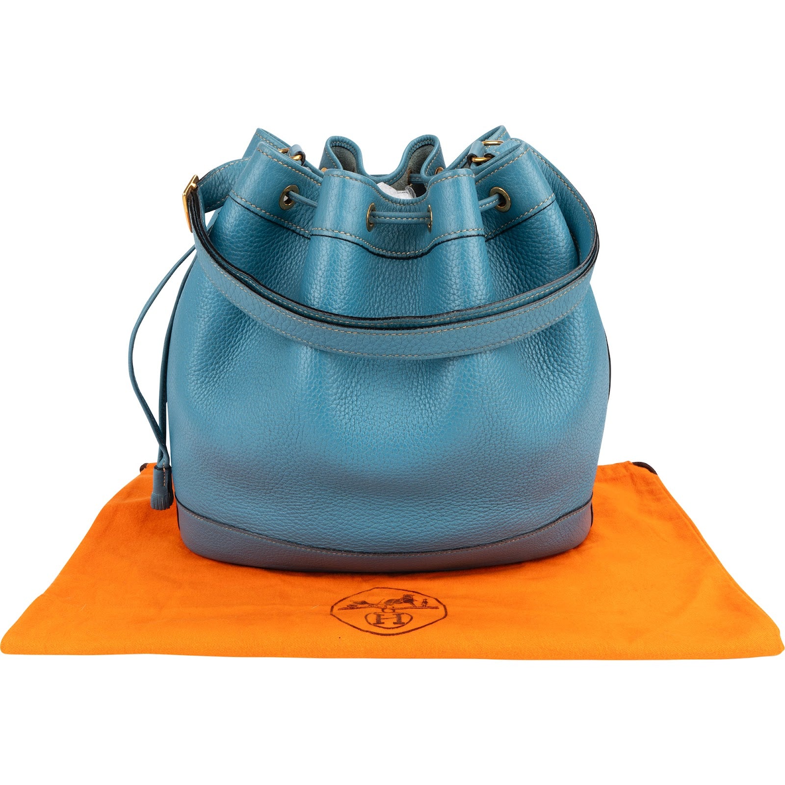 Hermès Blue Jean Togo Leather Market Bucket Shoulder Bag