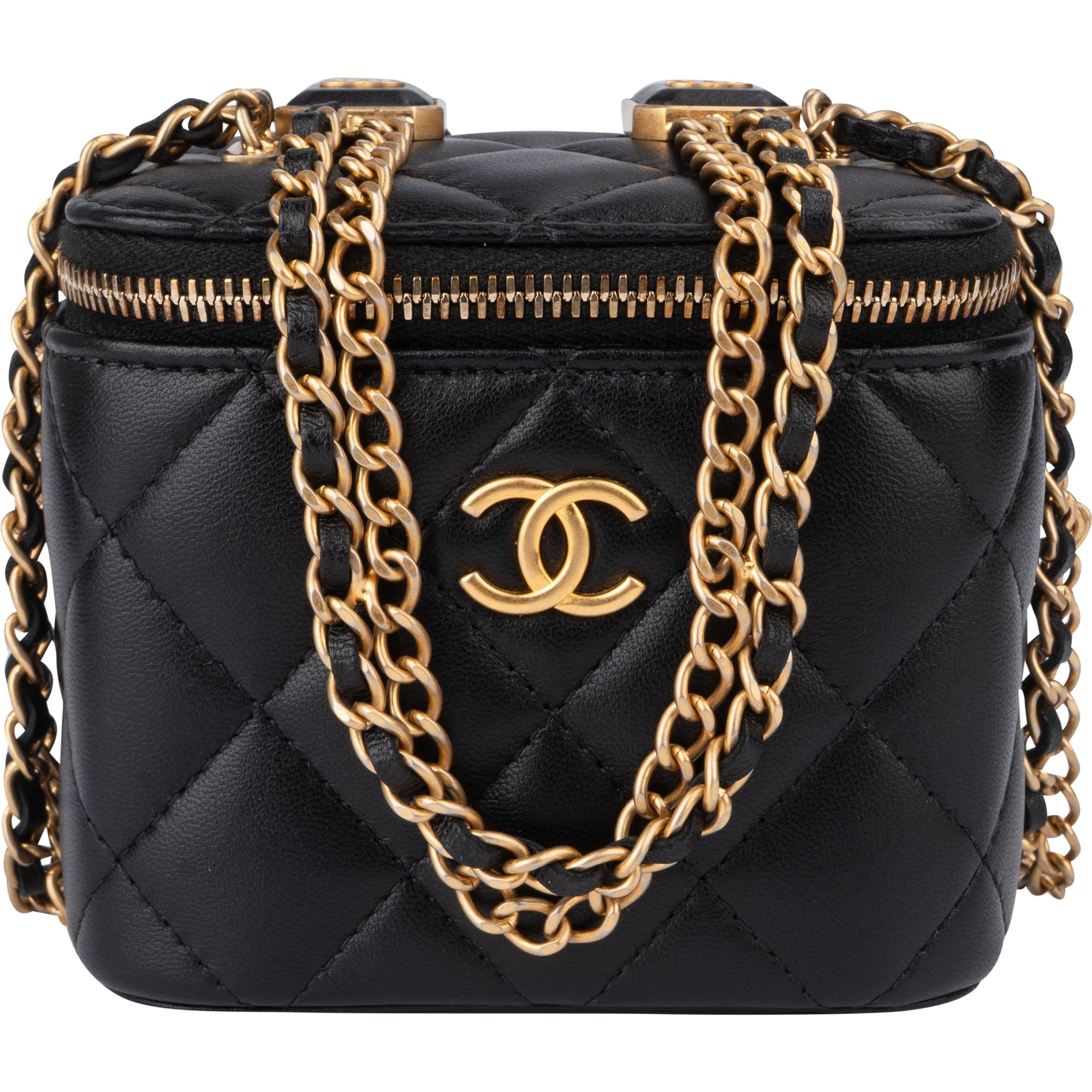 Chanel Quilted Lambskin Mini CC Charmy Vanity Handbag