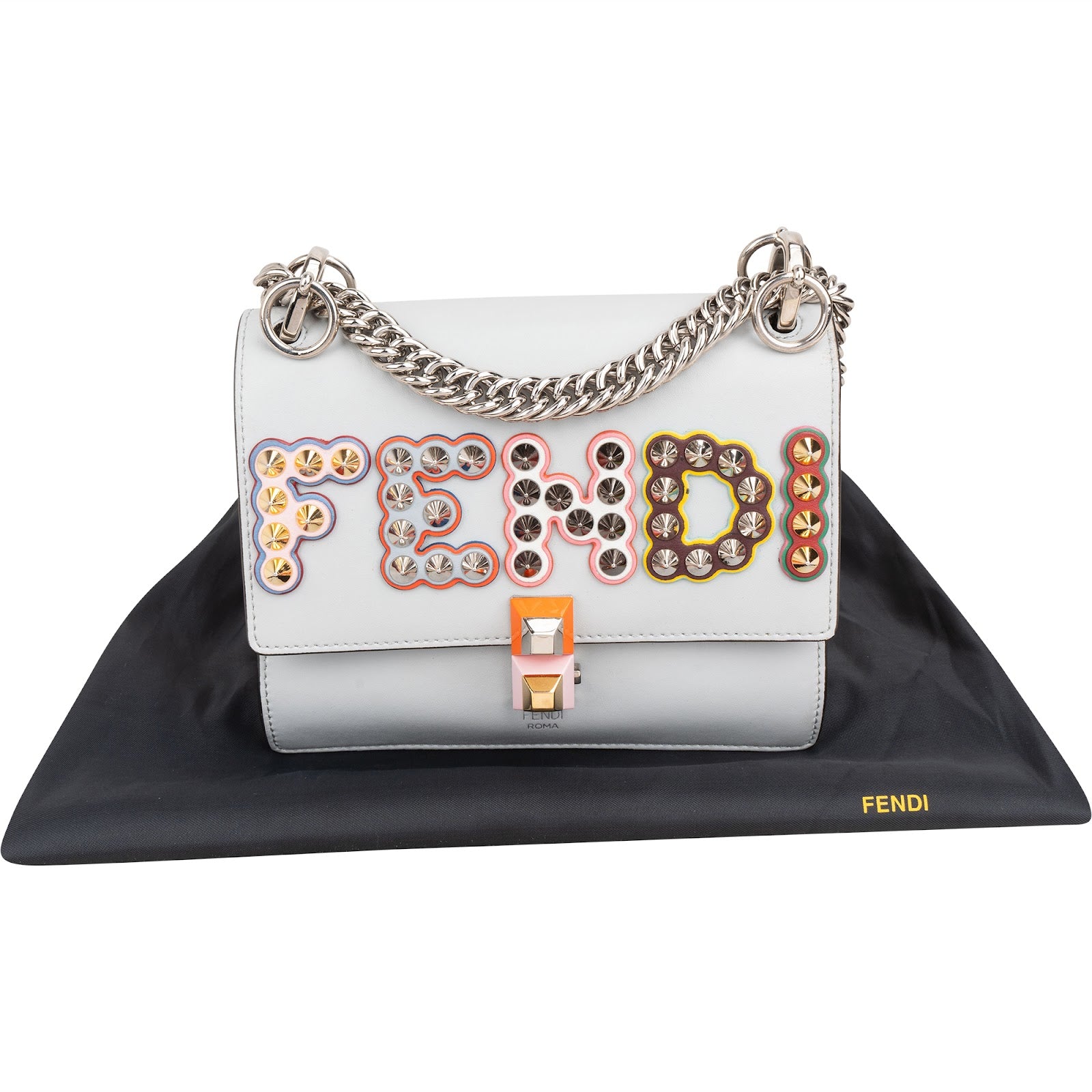 Fendi – Kan I schoudertas met studs en embleem