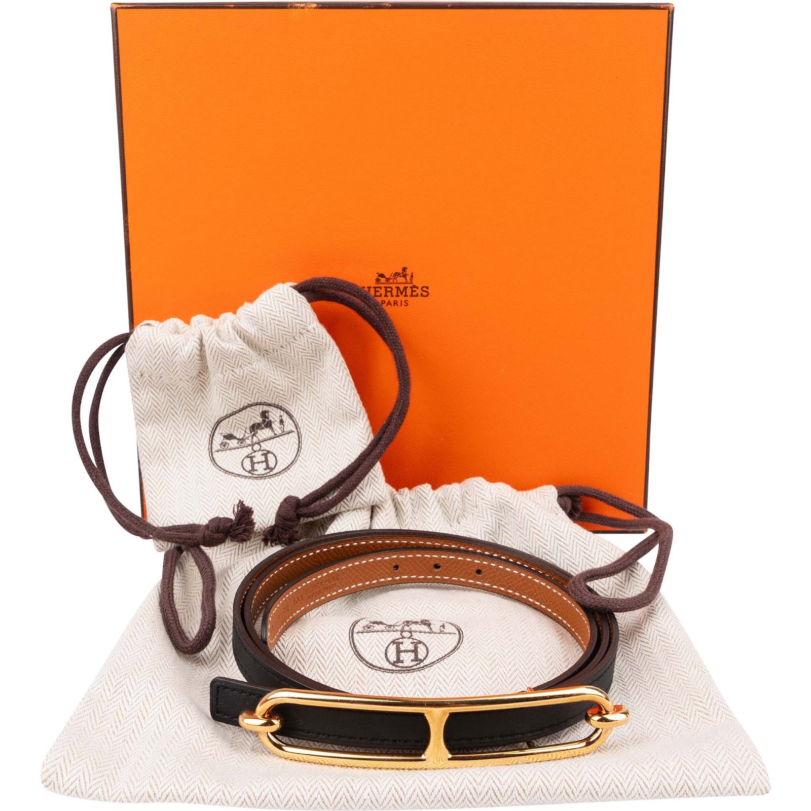 Hermès Perforated Leather Focus Reversible Belt (90)