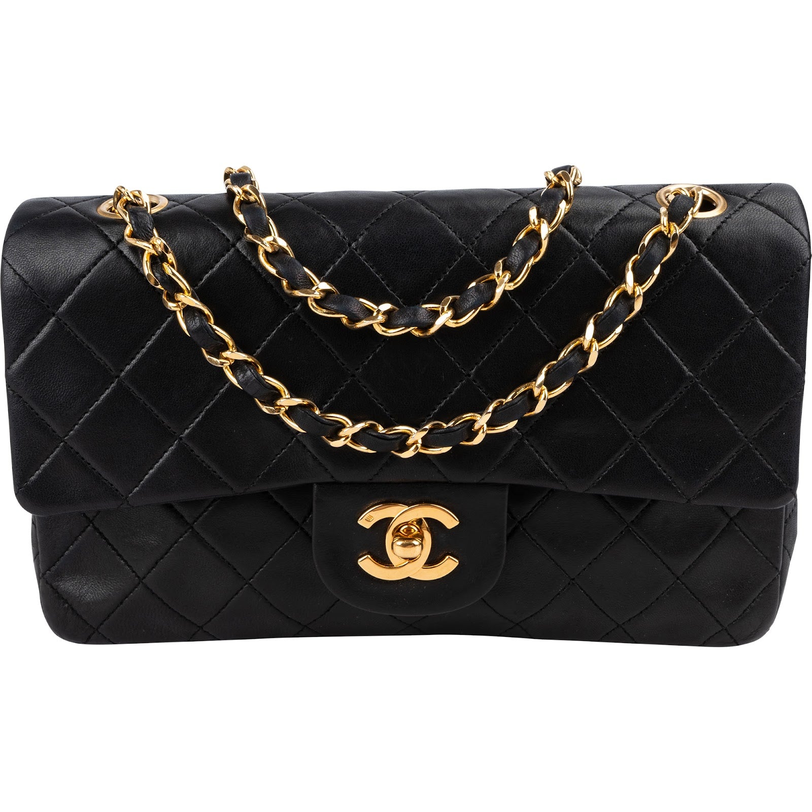 Chanel Quilted Lambskin 24K Gold Small Double Flap Shoulder Bag