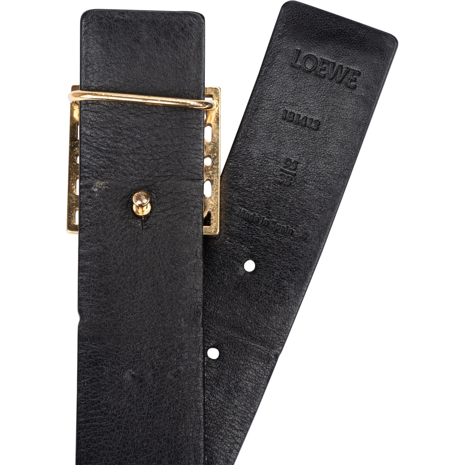 Loewe Black Leather Anagram Buckle Belt (95)