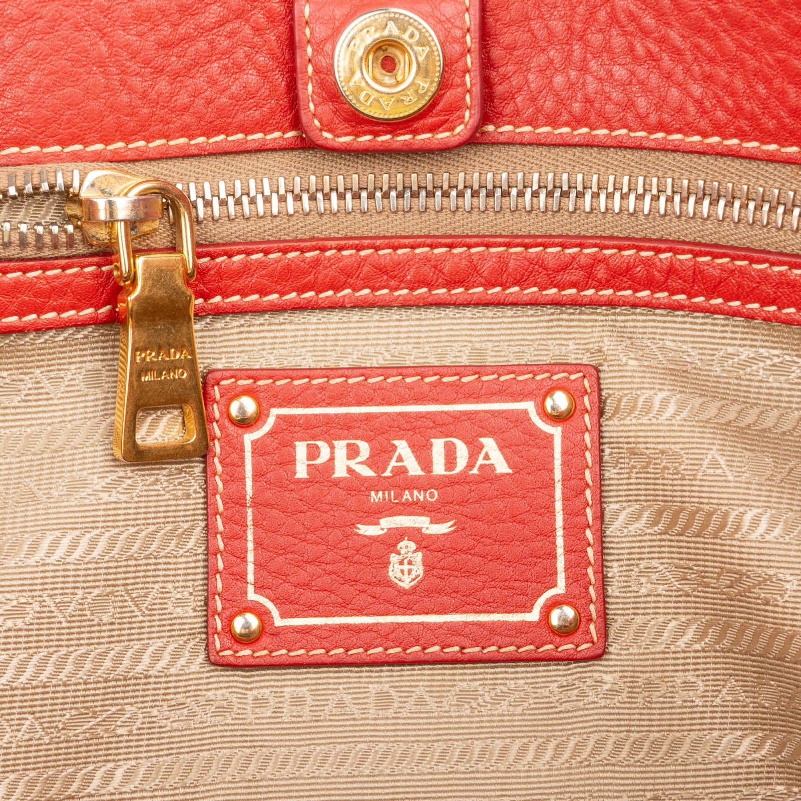 Prada Red Vitello Daino Hobo Shoulder Bag