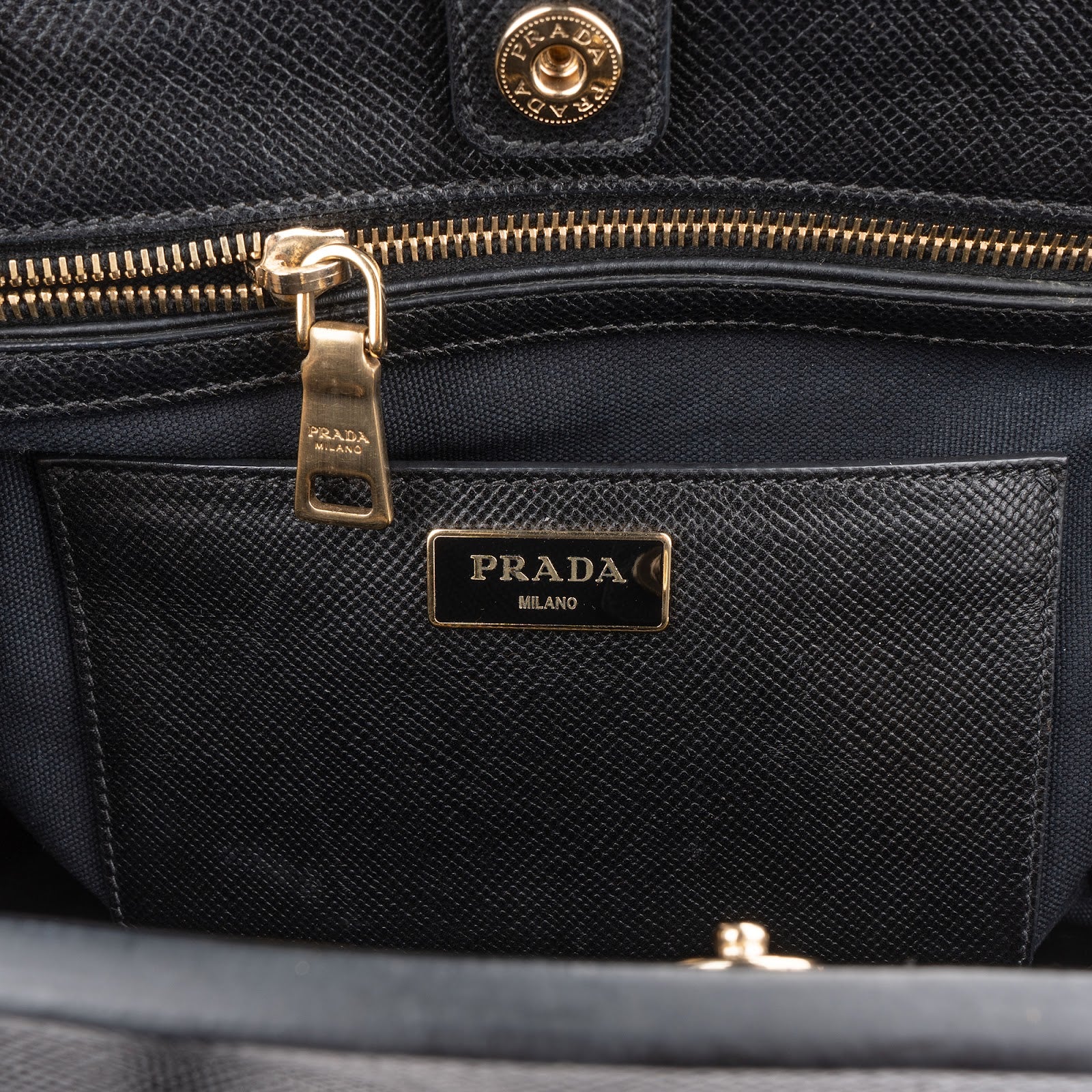Prada Saffiano Bicolor Leather City Tote Handbag
