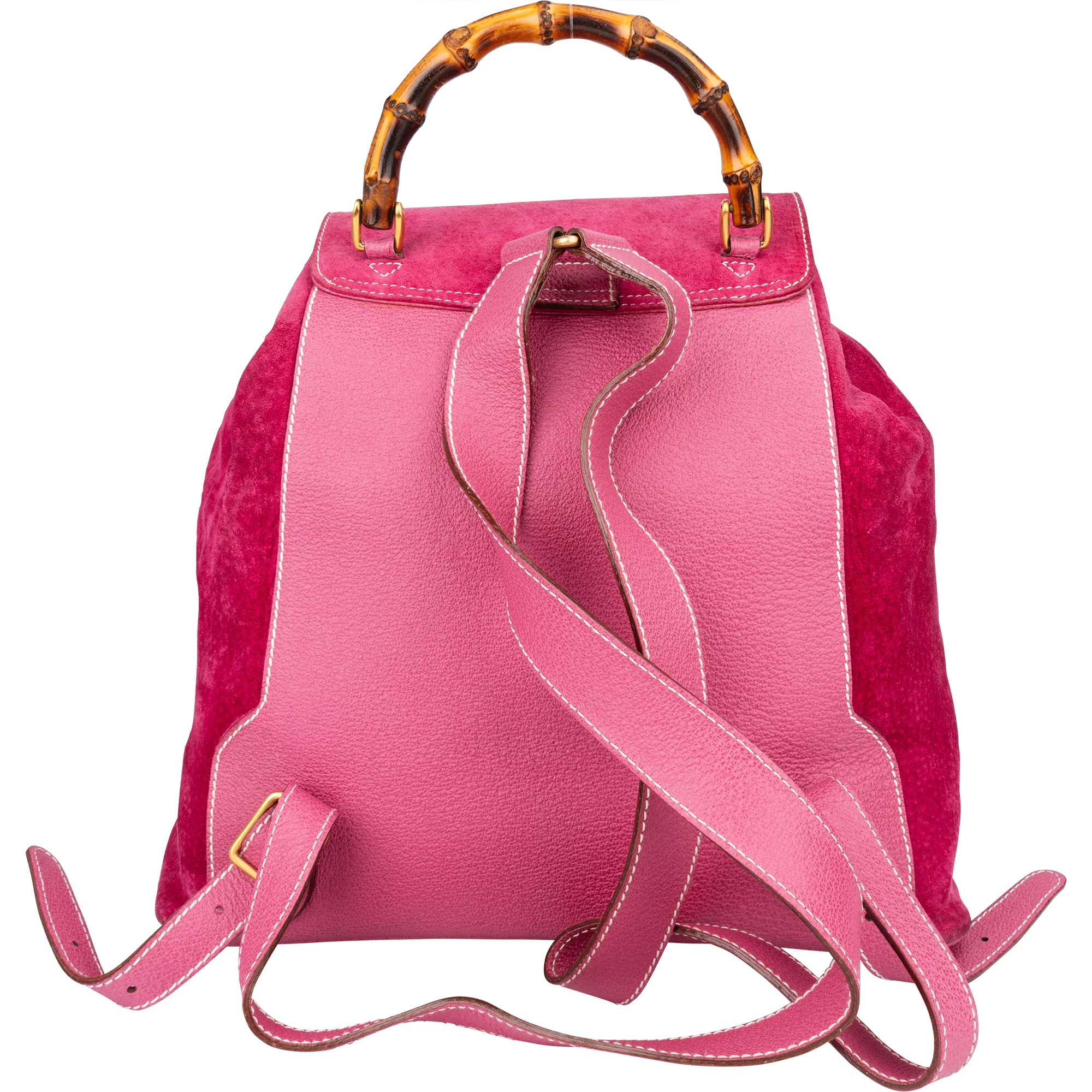 Gucci Pink Suede Bamboo Rucksack