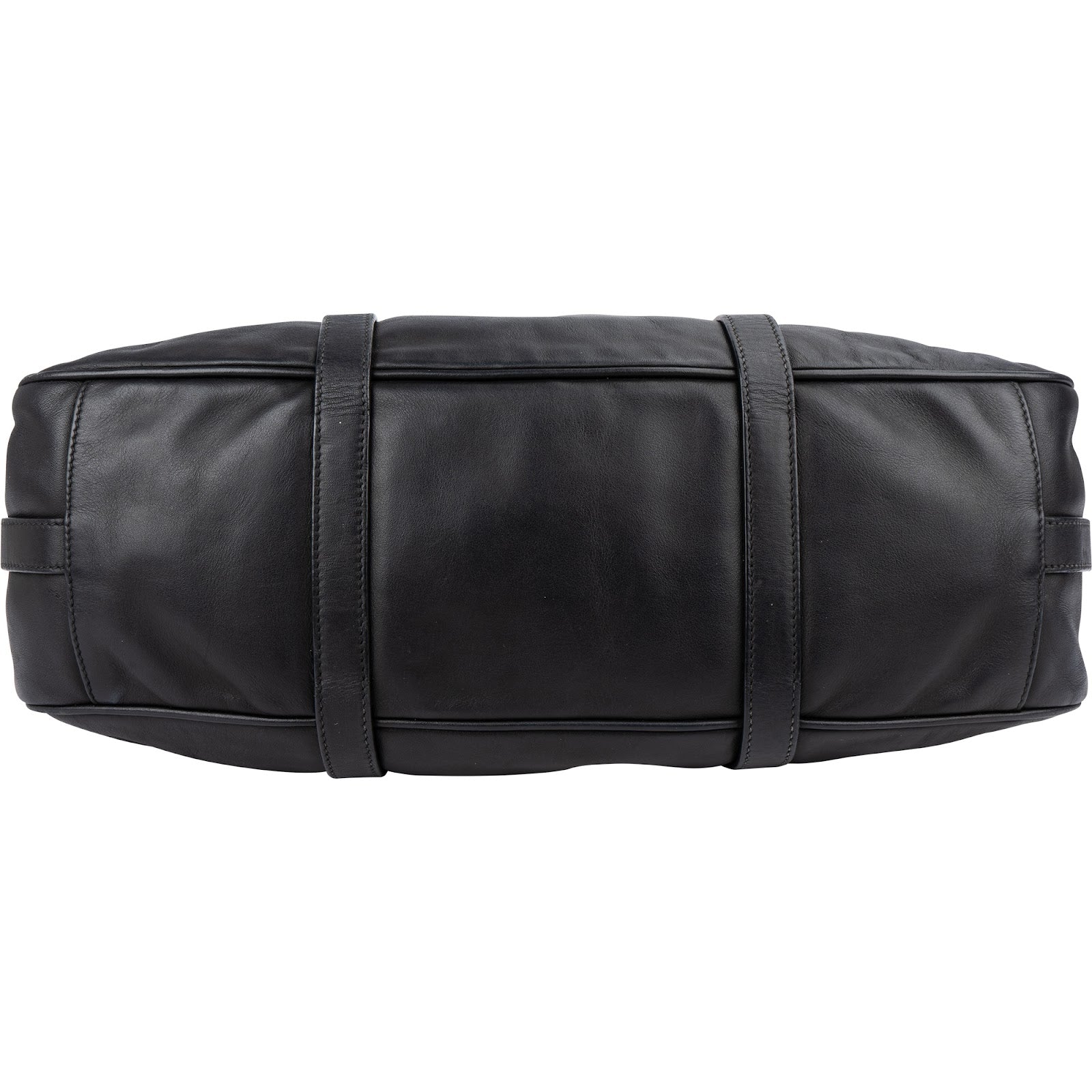 Prada Black Leather Buckle Tote Handbag