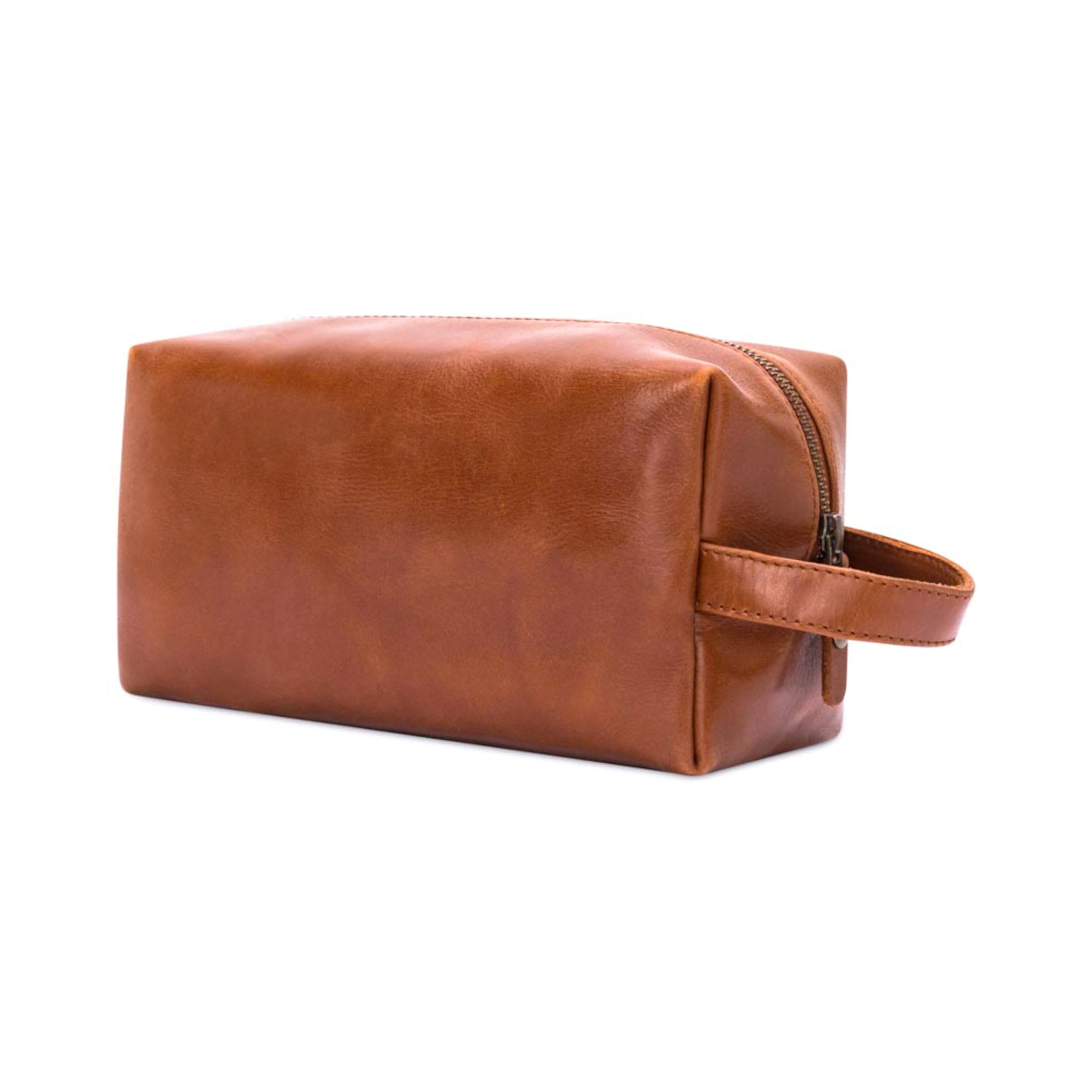 Everest leather wash bag