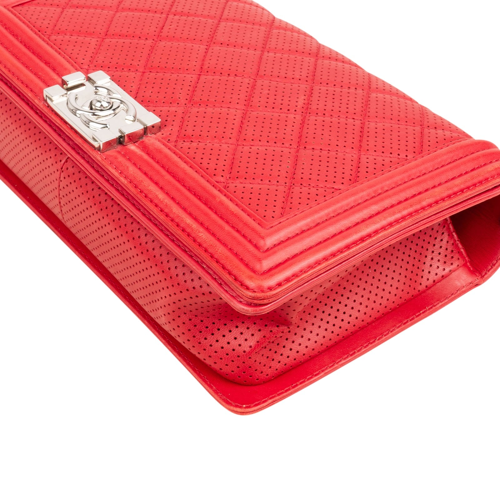 Chanel Quilted Perforated Leather Large Boy Single Flap Crossbody Bag