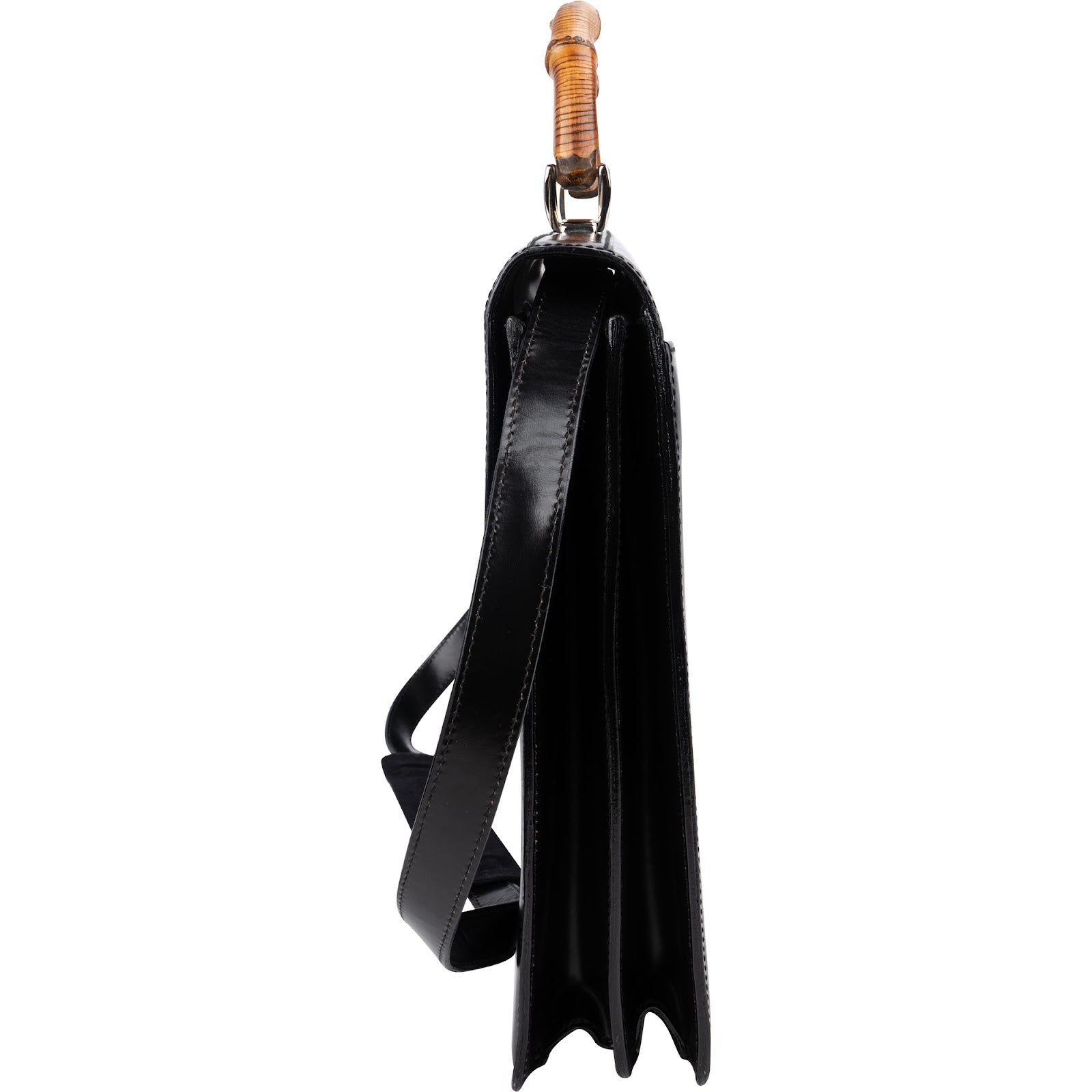 Gucci Black Leather Bamboo Aktentasche