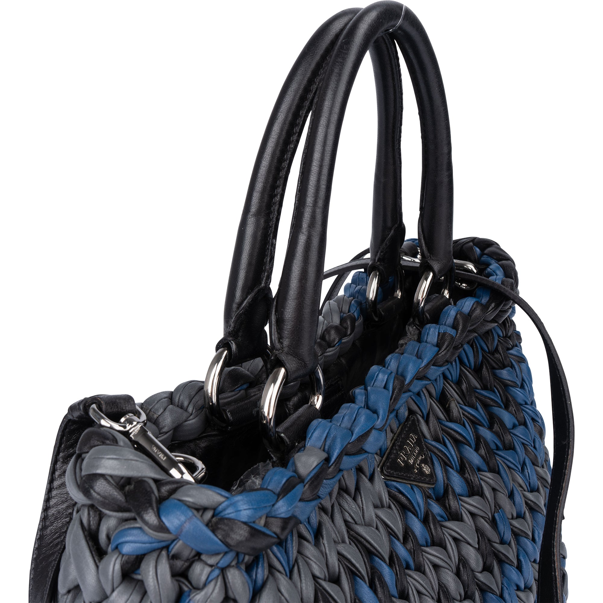 Prada Tricolor Braided Leather City Handbag