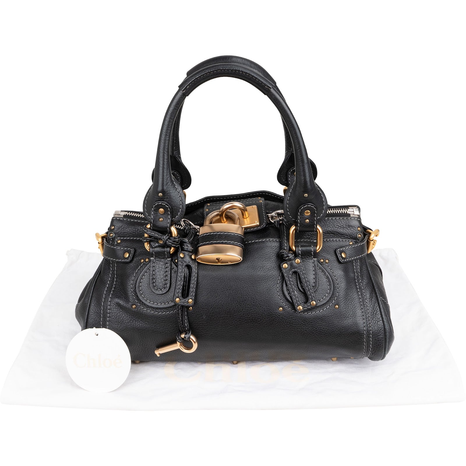 Chloé Black Leather Paddington Satchel Handbag