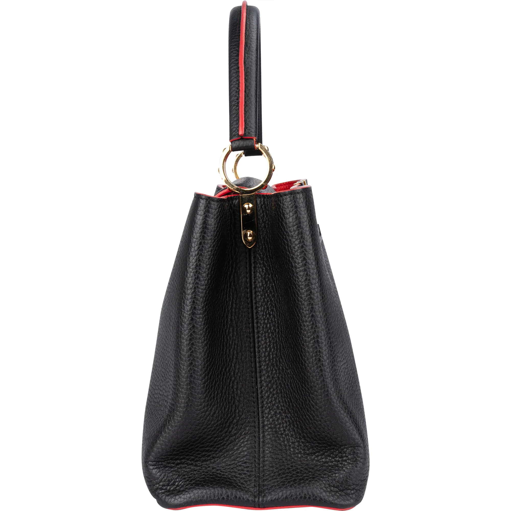 Louis Vuitton Black Leather Lining Capucines MM Handbag