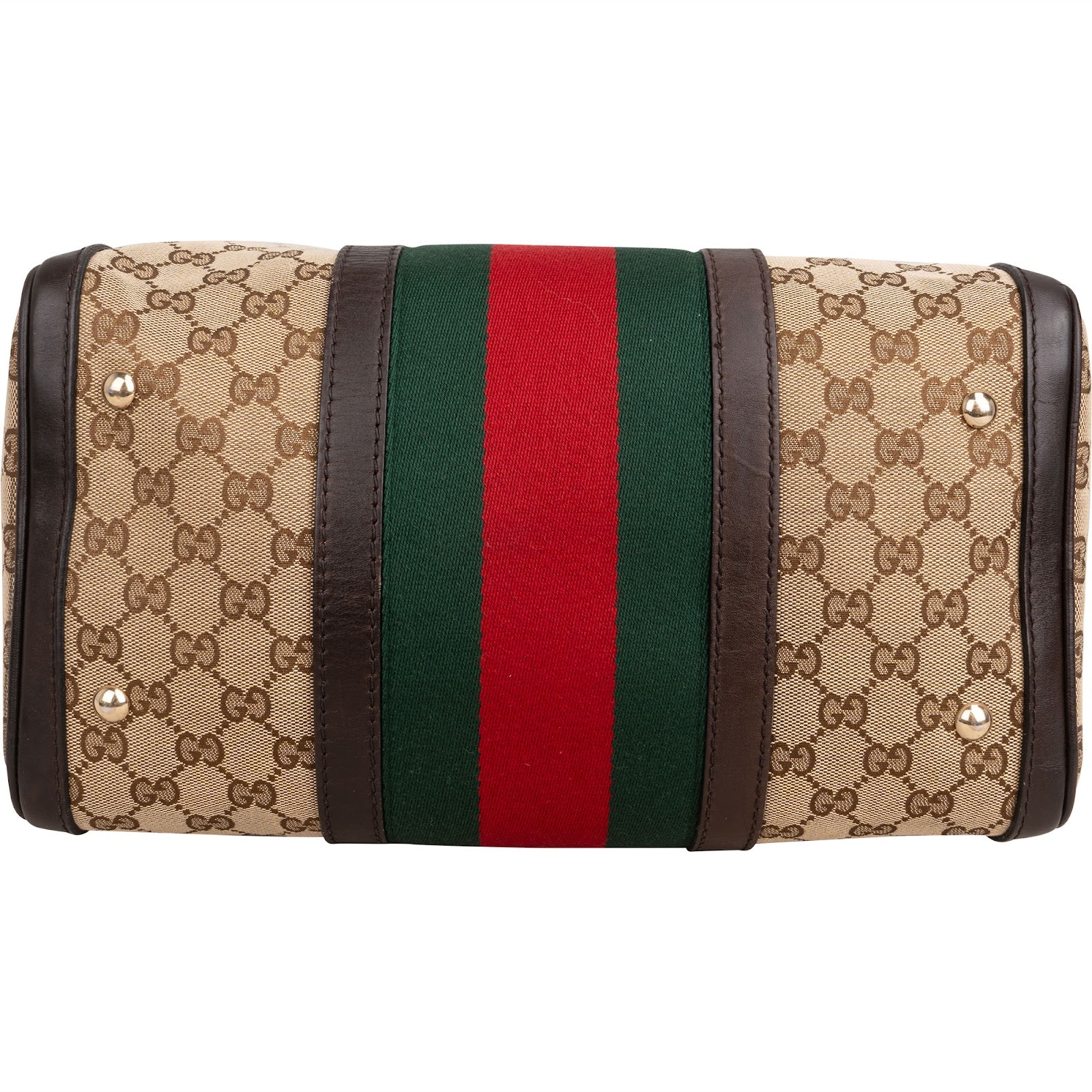 Gucci Monogram GG Canvas  Web Boston Bag