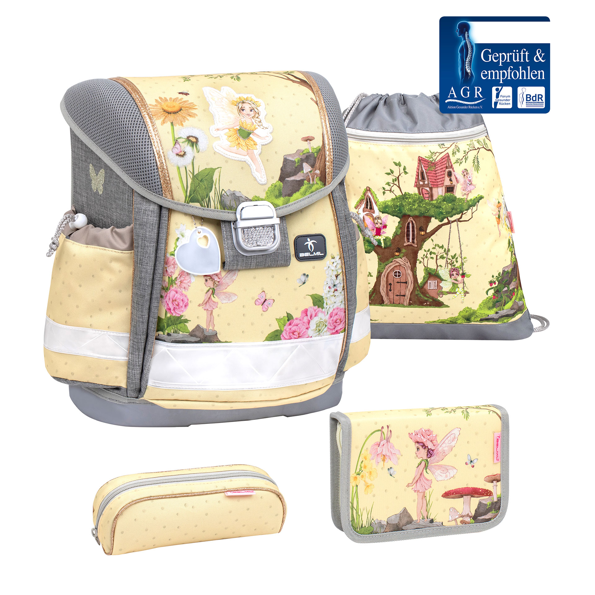 Classy ergonomic satchel set 4-piece - Fairy Garden  