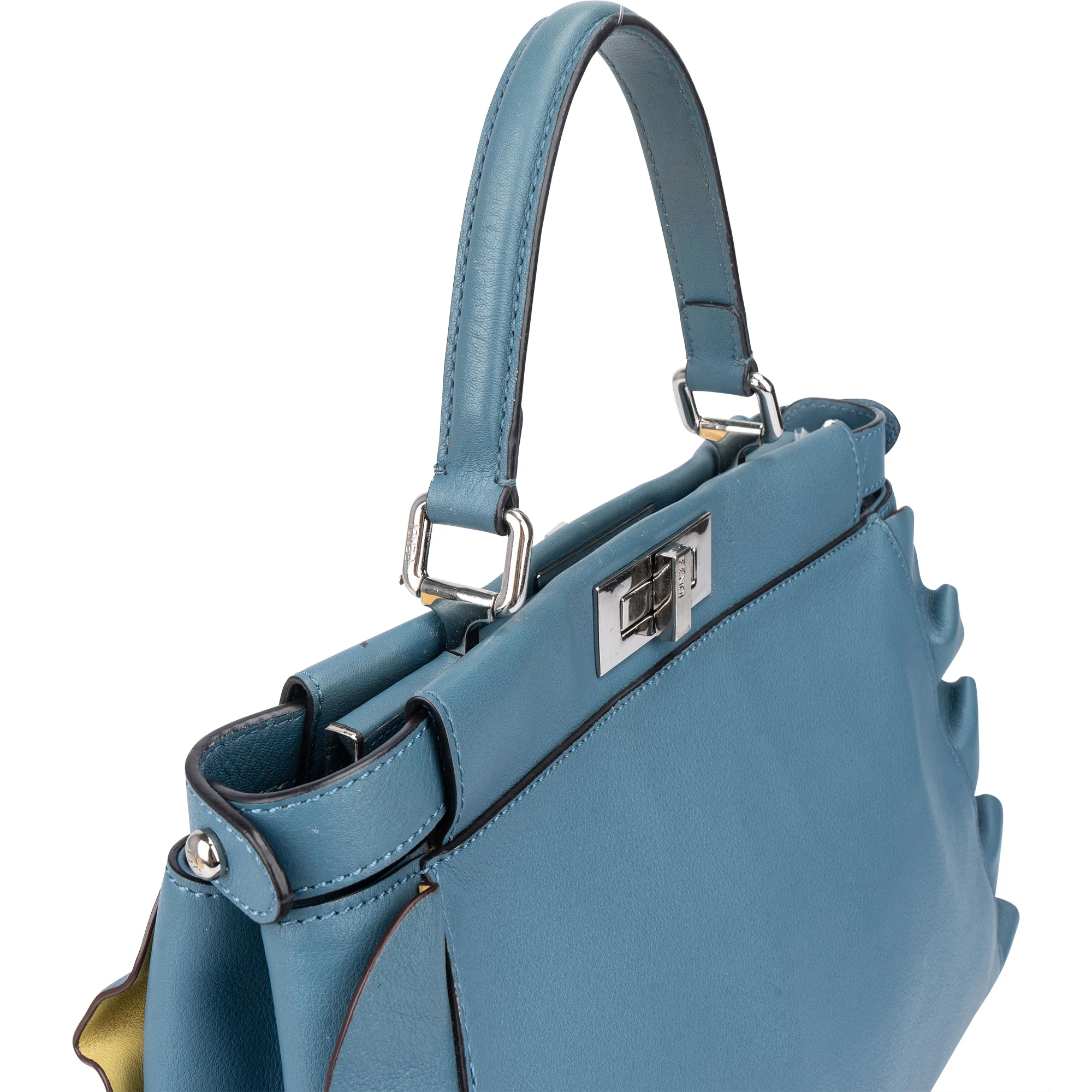Fendi Blue Leather Peekaboo Wave Handbag