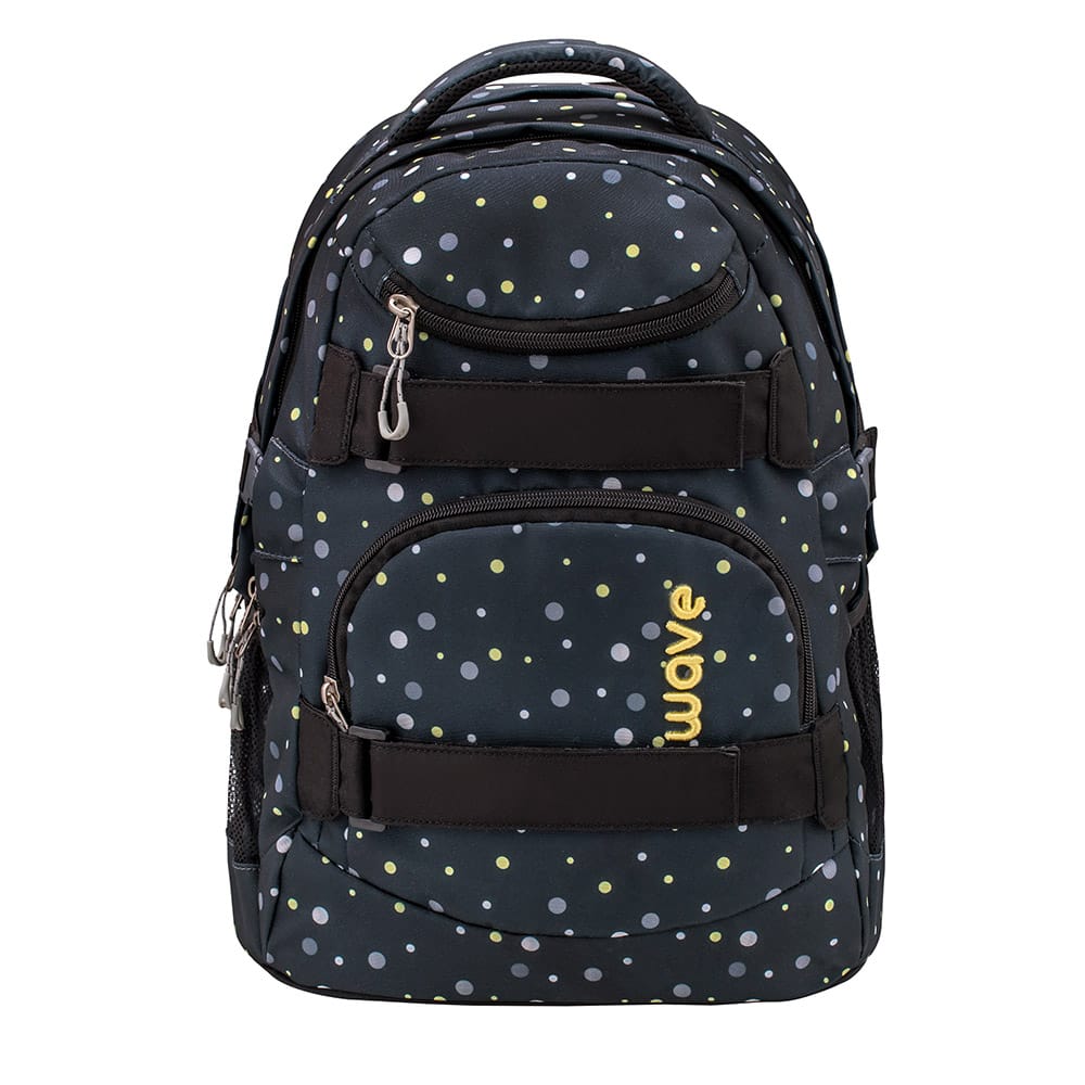 Infinity Backpack - Black and Yellow Dots