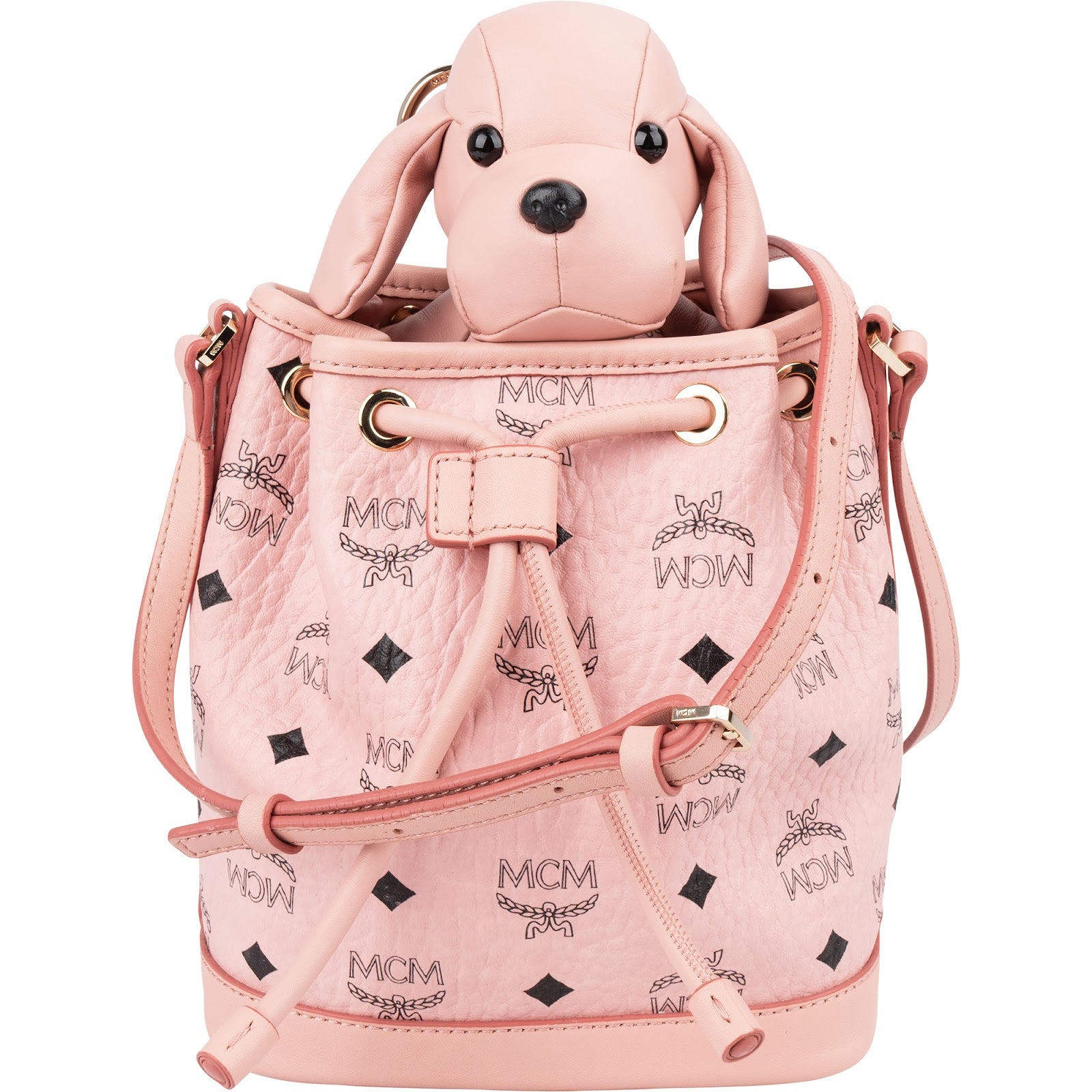 MCM Monogram Visetos Puppy Mini Drawstring Crossbody Bag
