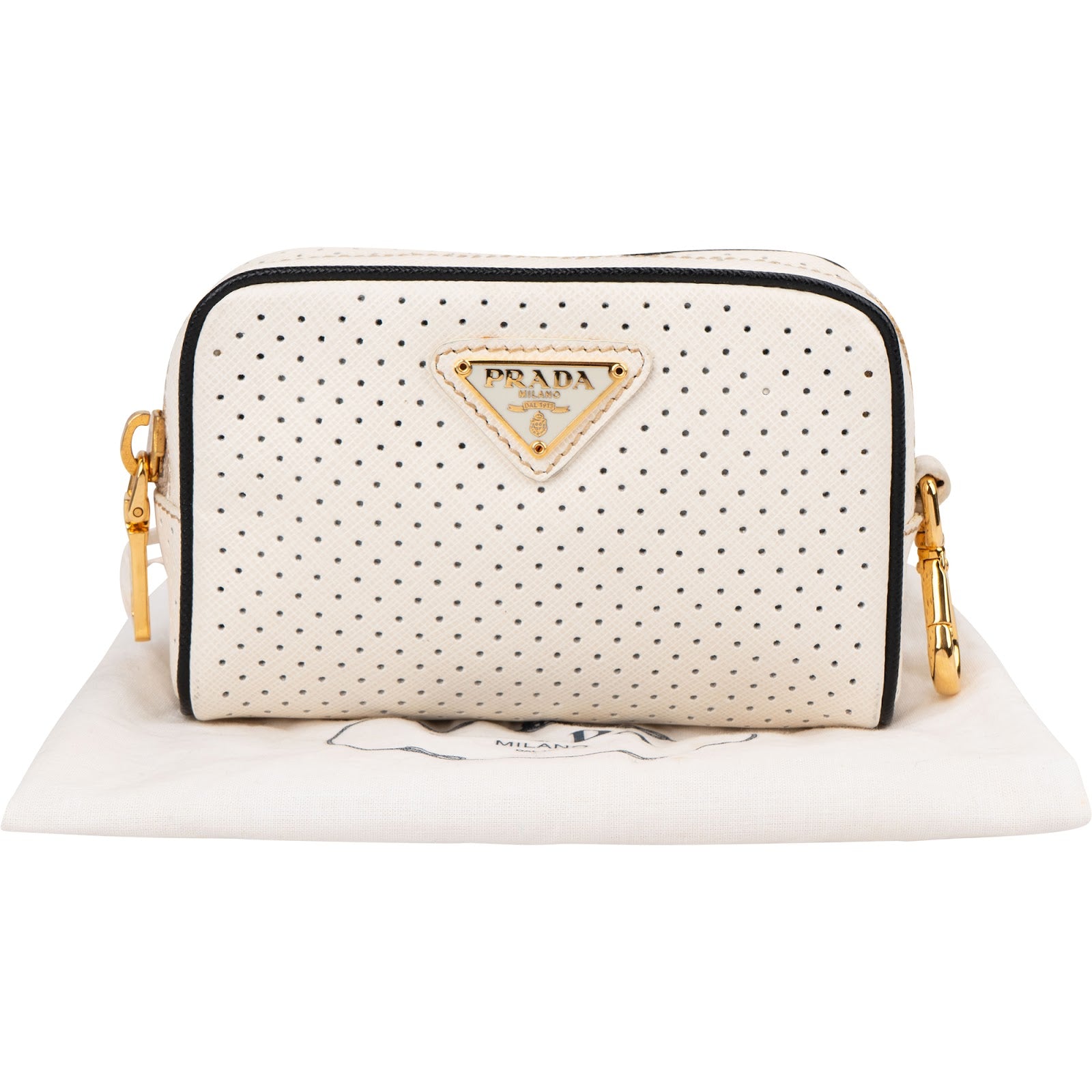 Prada Perforated Saffiano Leather Mini Pouch