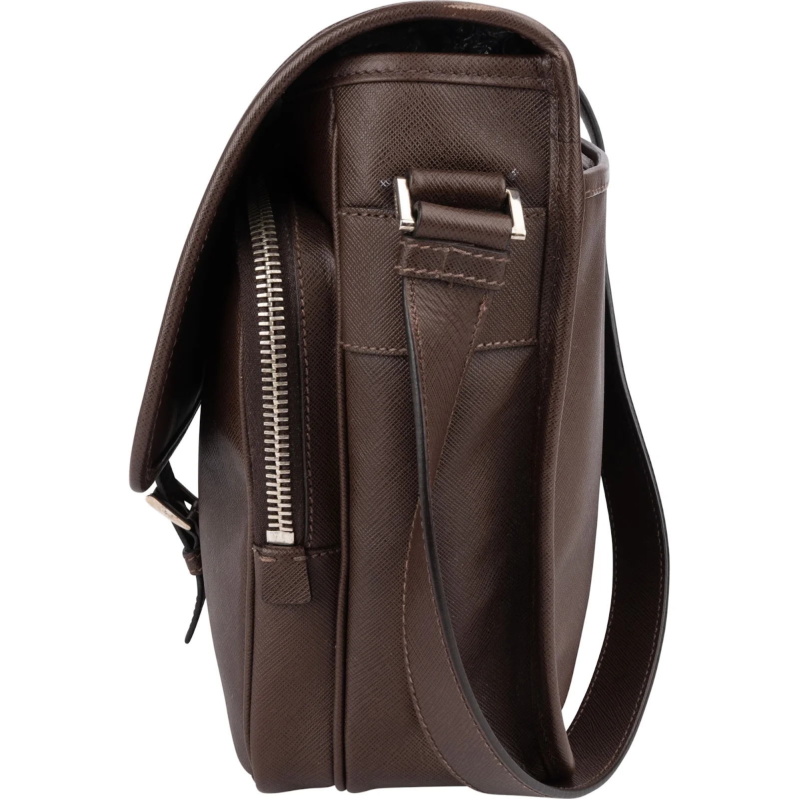 Prada Saffiano Leather Triangle Messenger Crossbody Bag