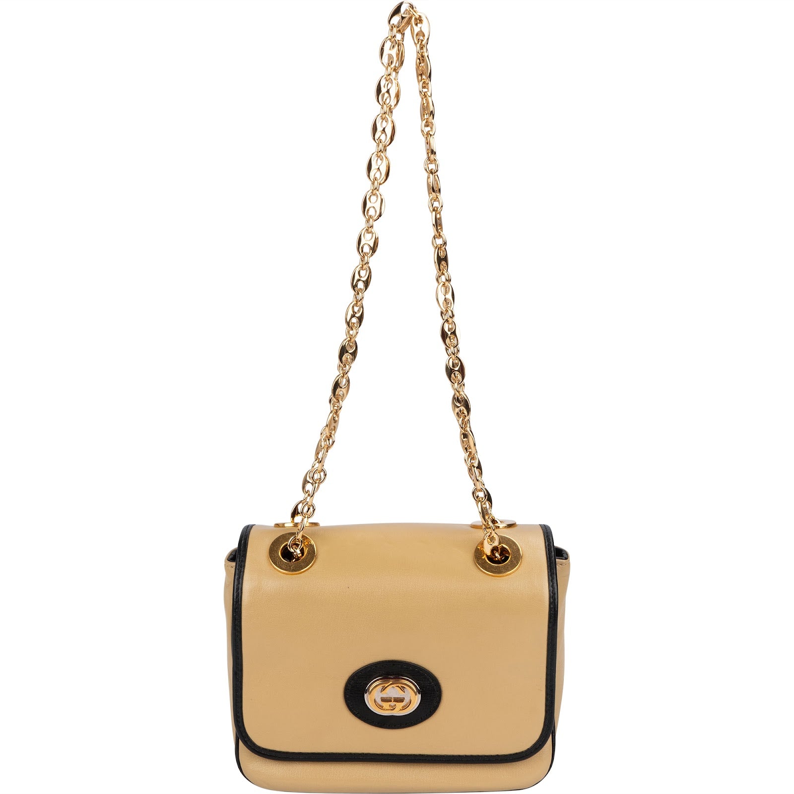 Gucci Leather GG Vintage Marina Chain Double Flap Crossbody Bag