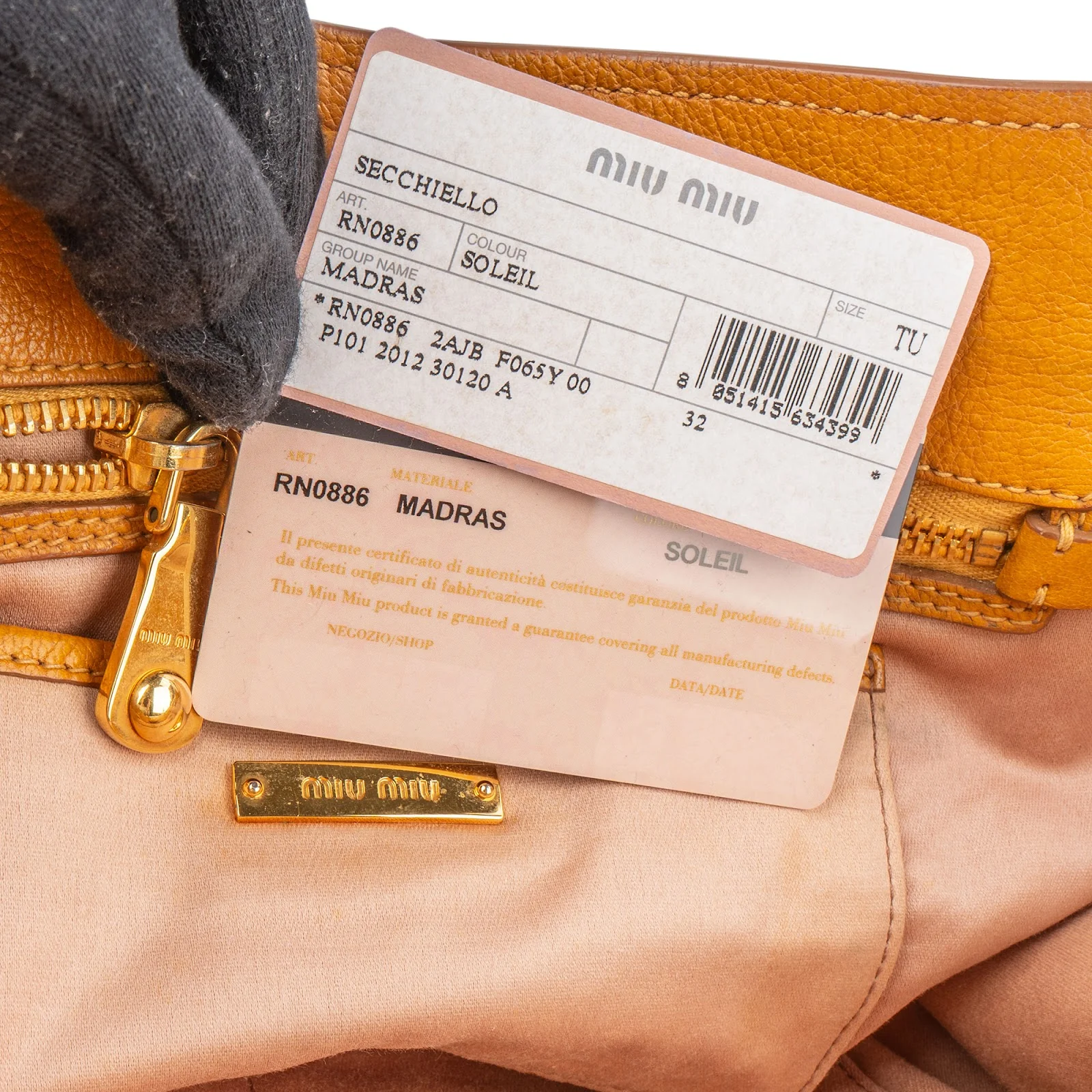 Miu Miu Grained Leather Vitello Lux Handbag