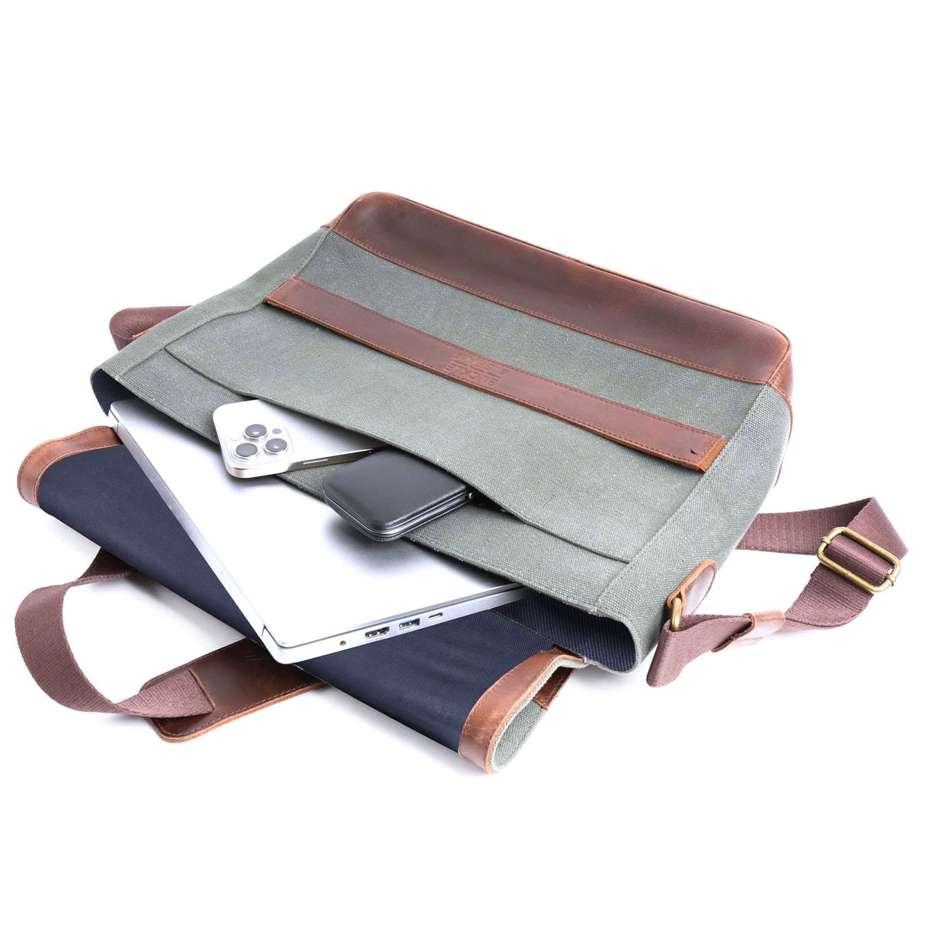 Messenger Bag Times Canvas - GREEN/BLU