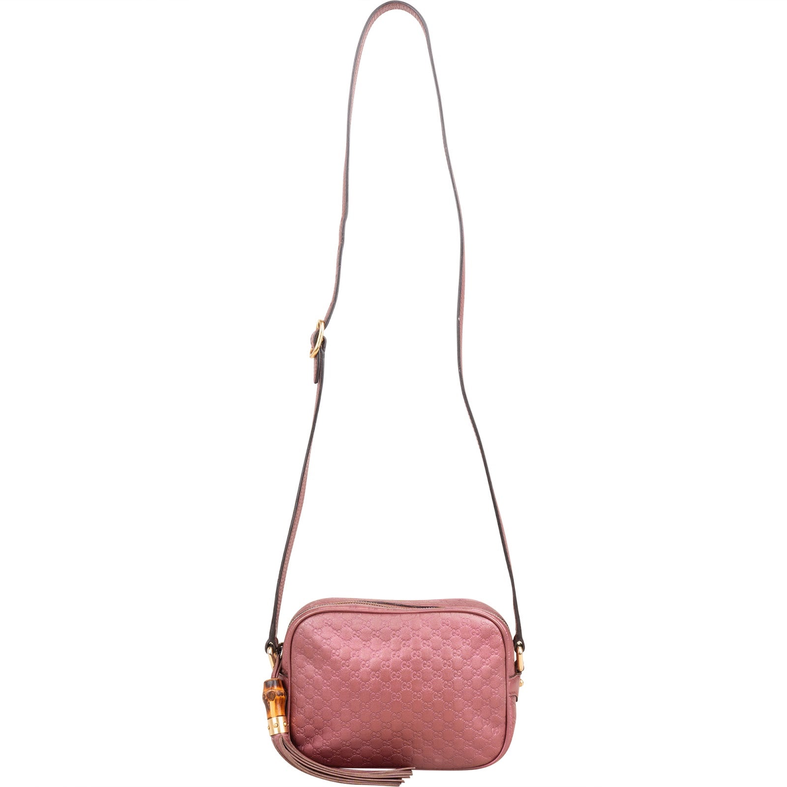 Gucci Microguccissima Metallic Leather Bamboo Crossbody Bag