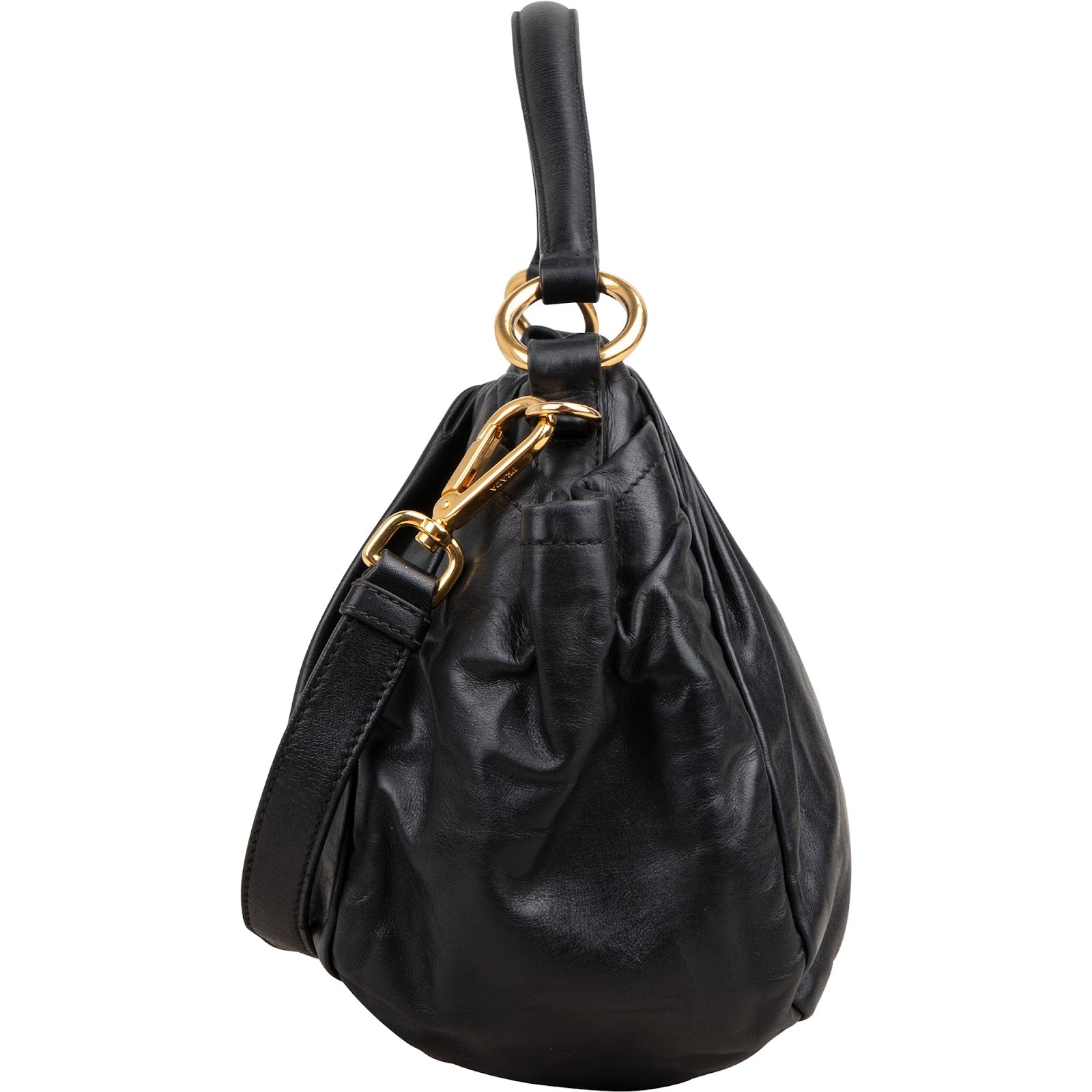Prada Nappa Leather Gathered Hobo Shoulder Bag
