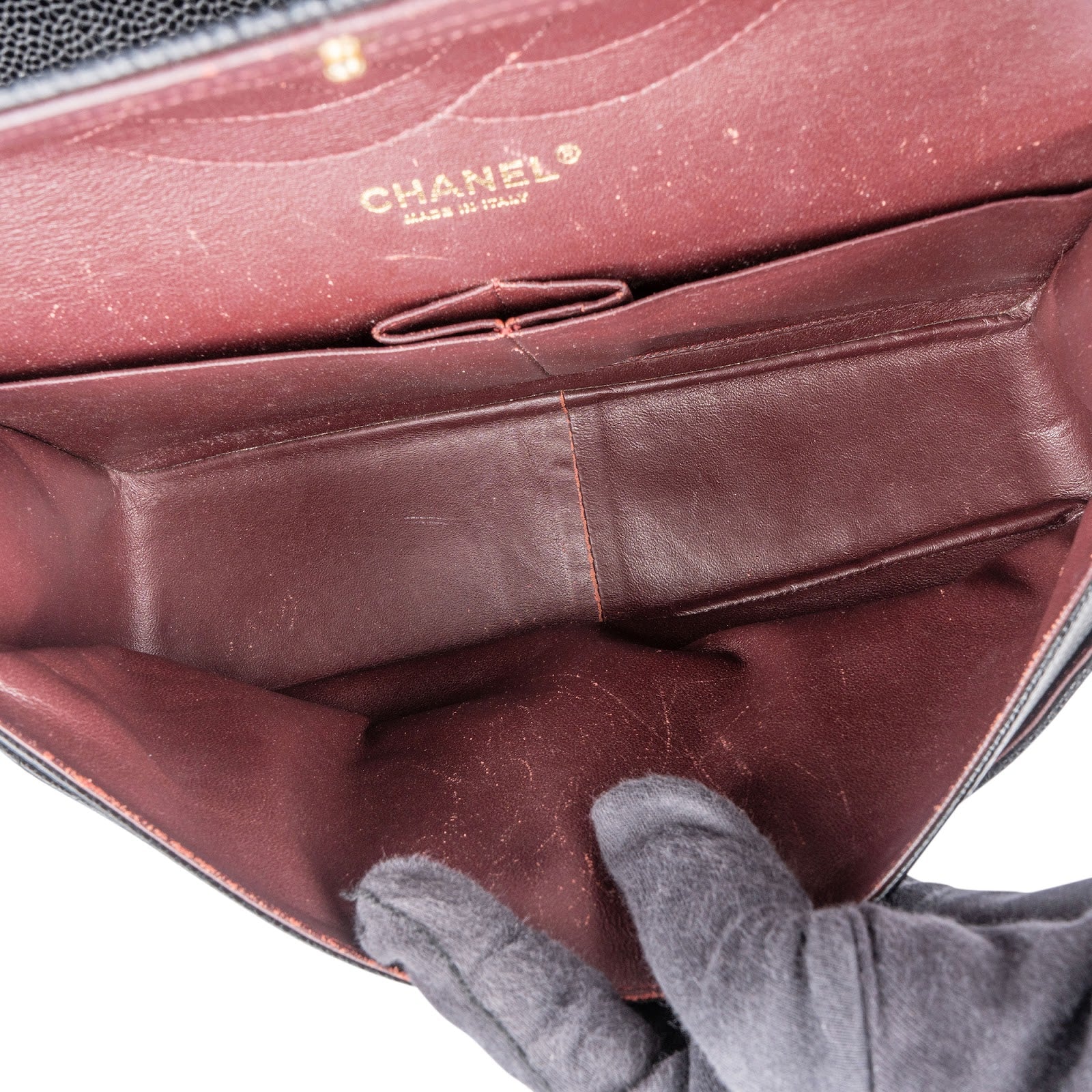 Chanel – Sac à bandoulière Jumbo à double rabat en cuir Caviar matelassé