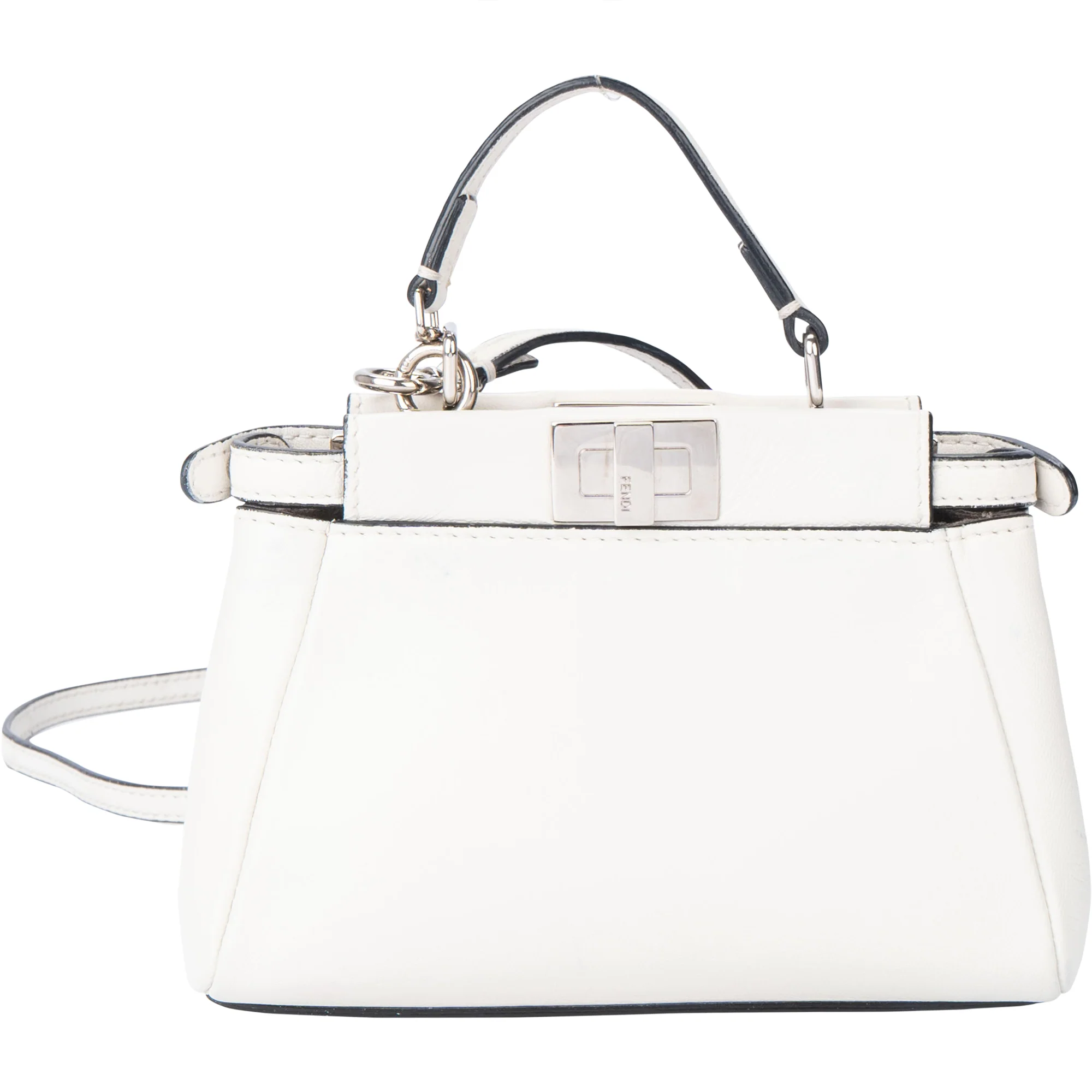 Fendi White Leather Micro Peekaboo Handbag