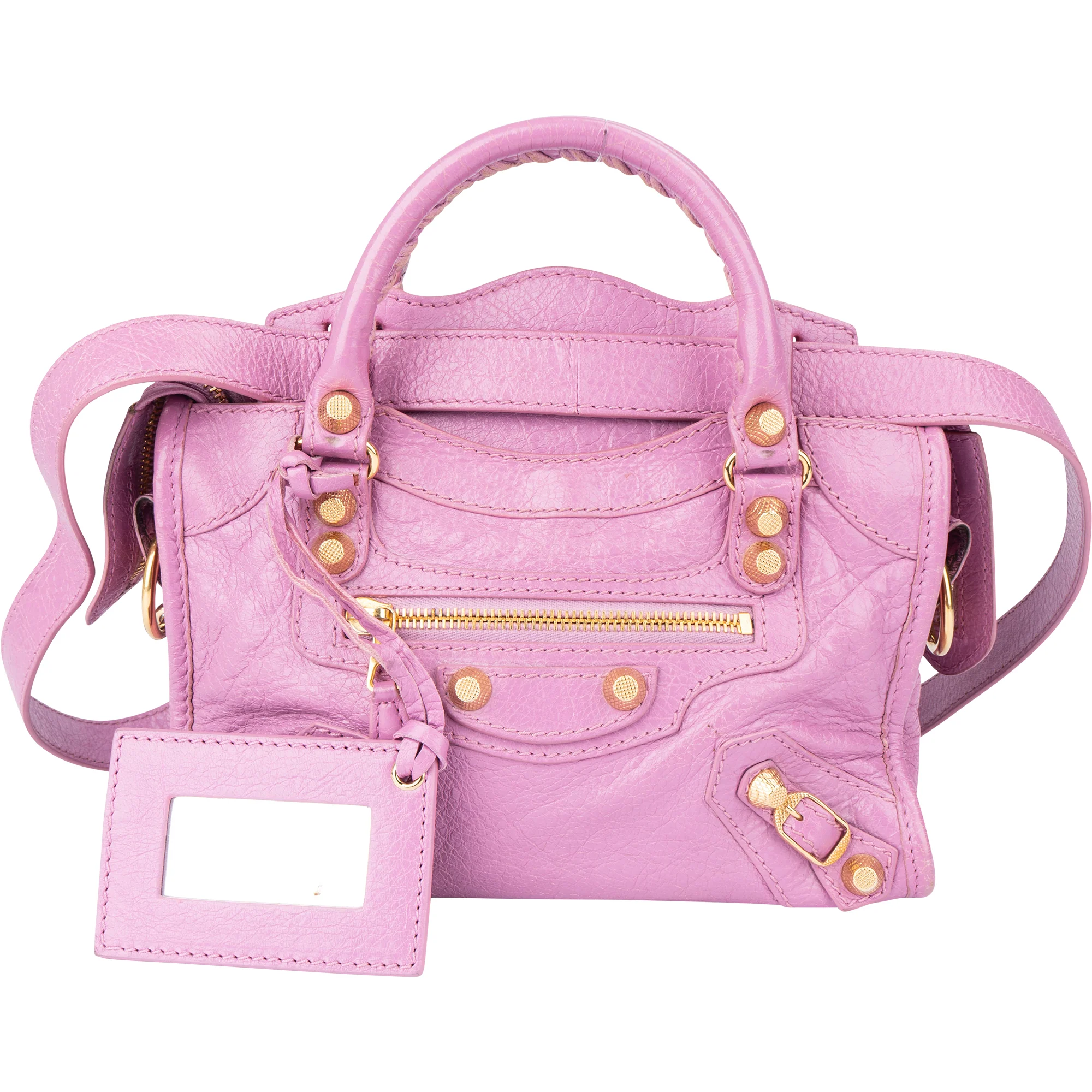 Balenciaga Pink Leather Mini City Handbag