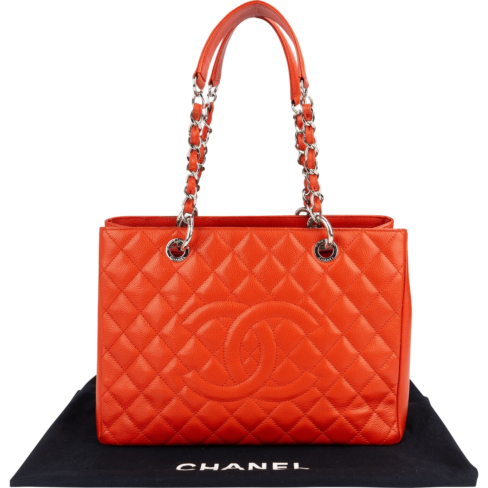 Chanel Quilted Caviar Leather Grand Shopping Tote CC Shoulder Bag