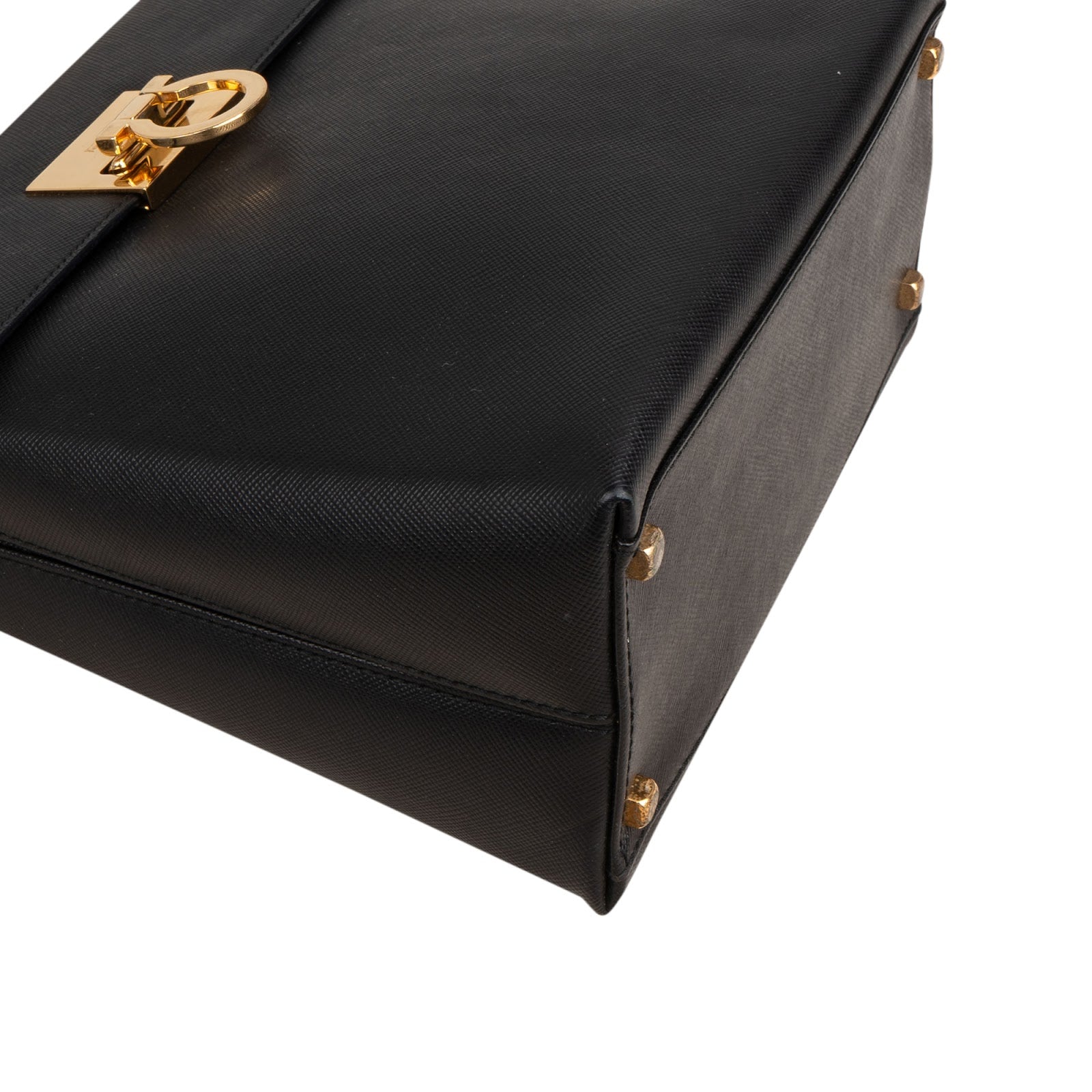 Salvatore Ferragamo Black Saffiano Leather Gancini Handbag