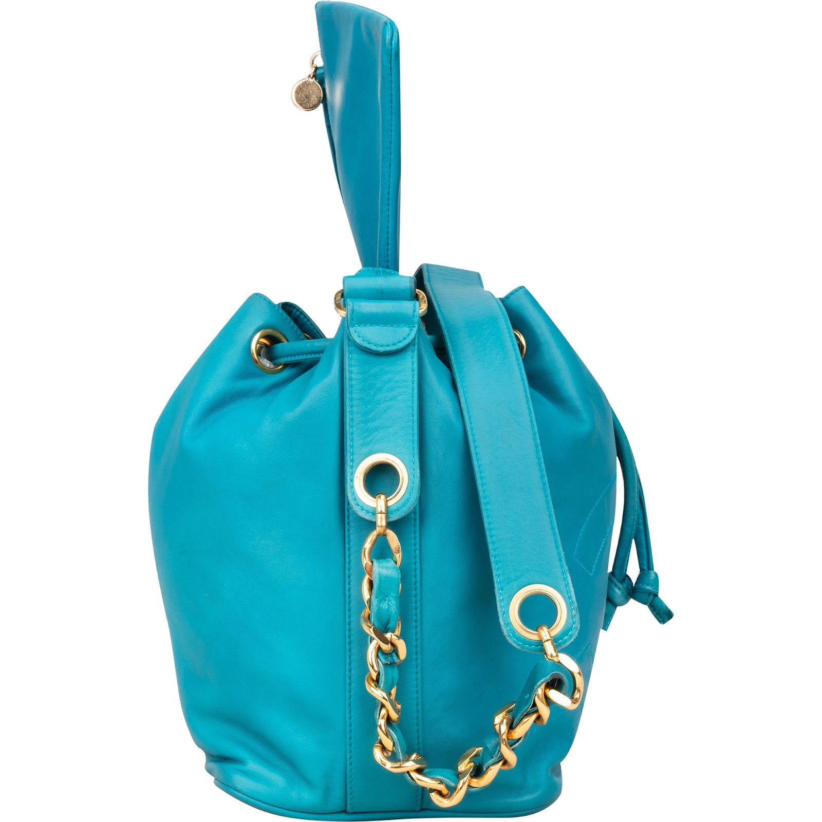 Chanel Lambskin Leather CC Drawstring Bucket Crossbody Bag
