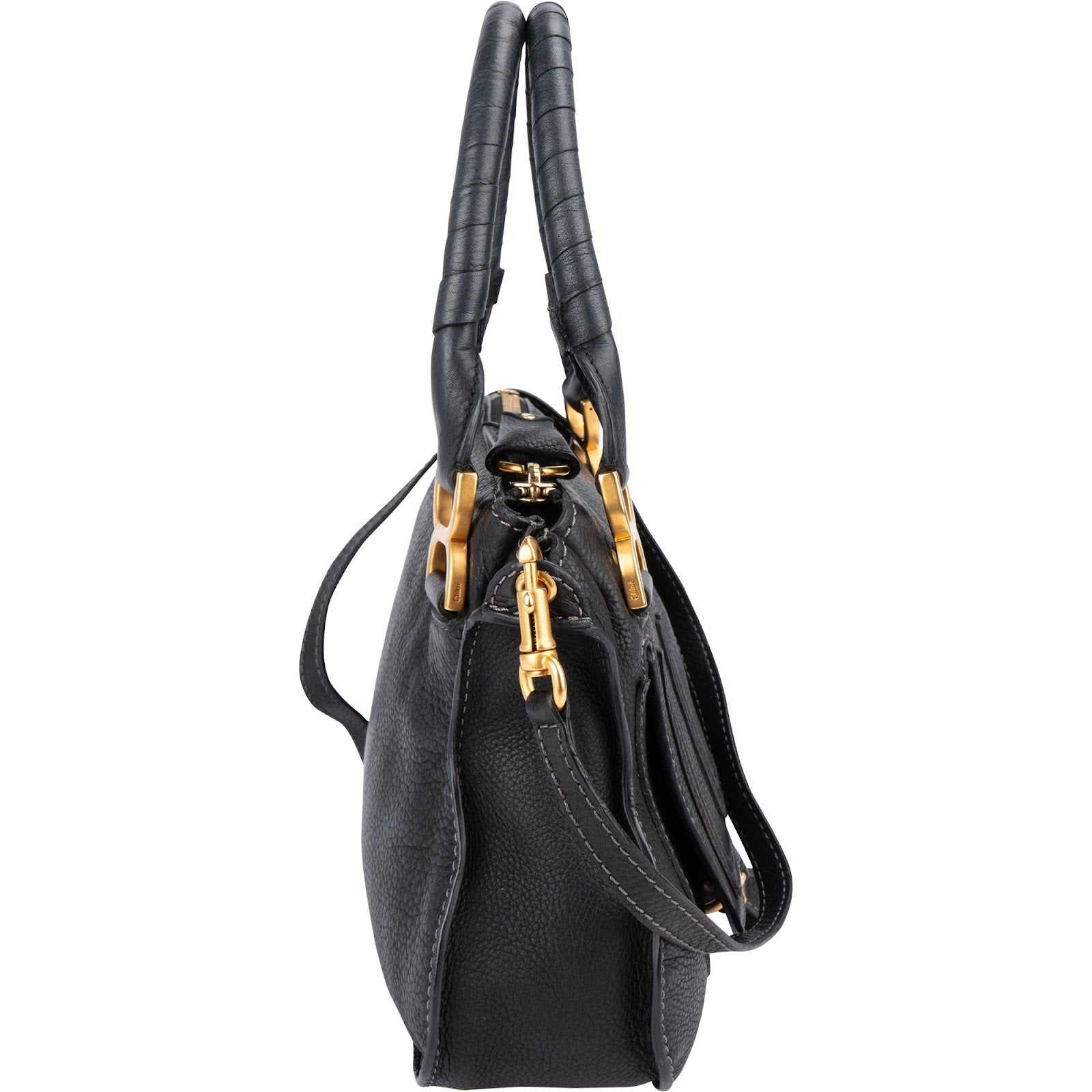 Chloé Black Grained Leather Marcie Handbag