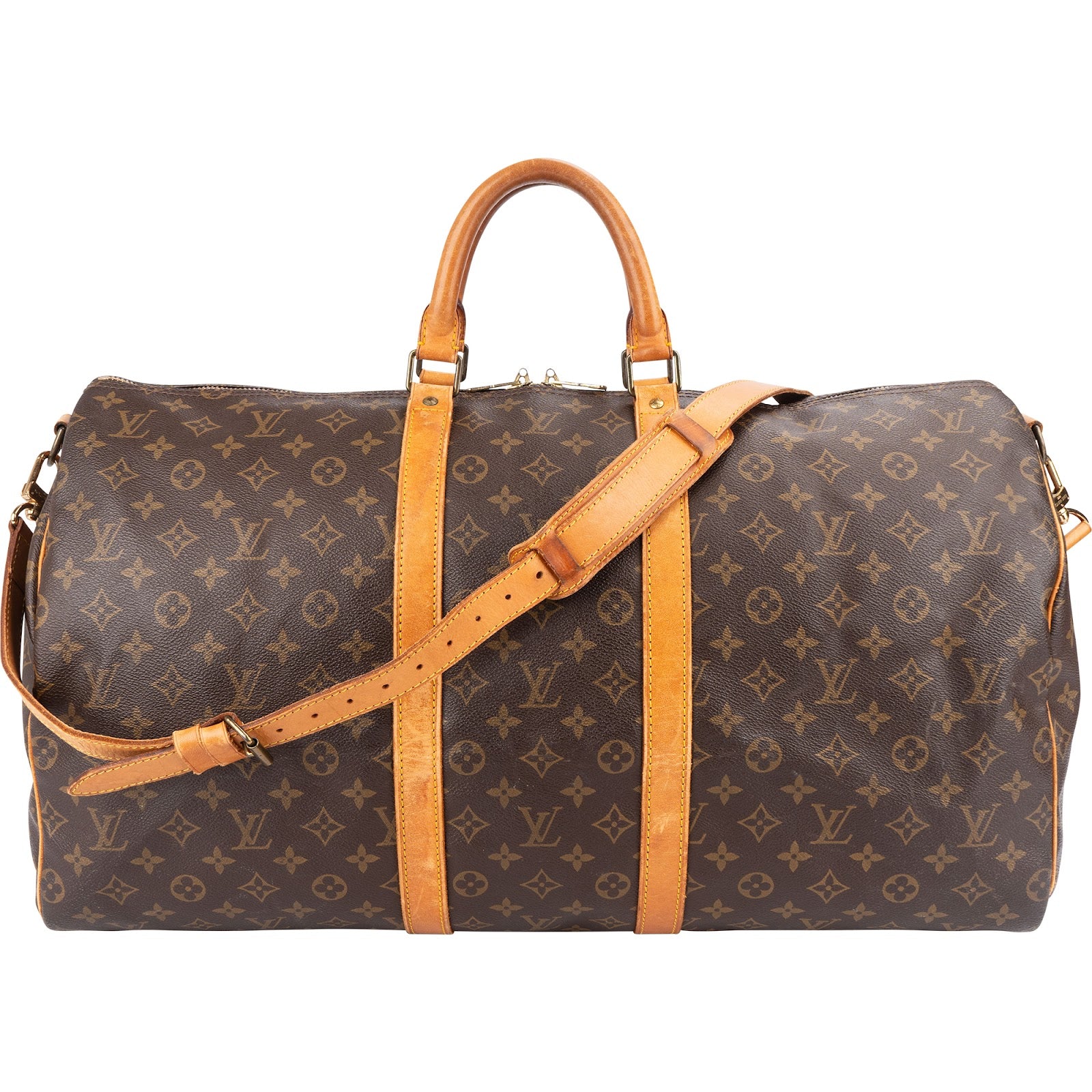 Sac de voyage Louis Vuitton Keepall 55 en toile Monogram avec bandoulière
