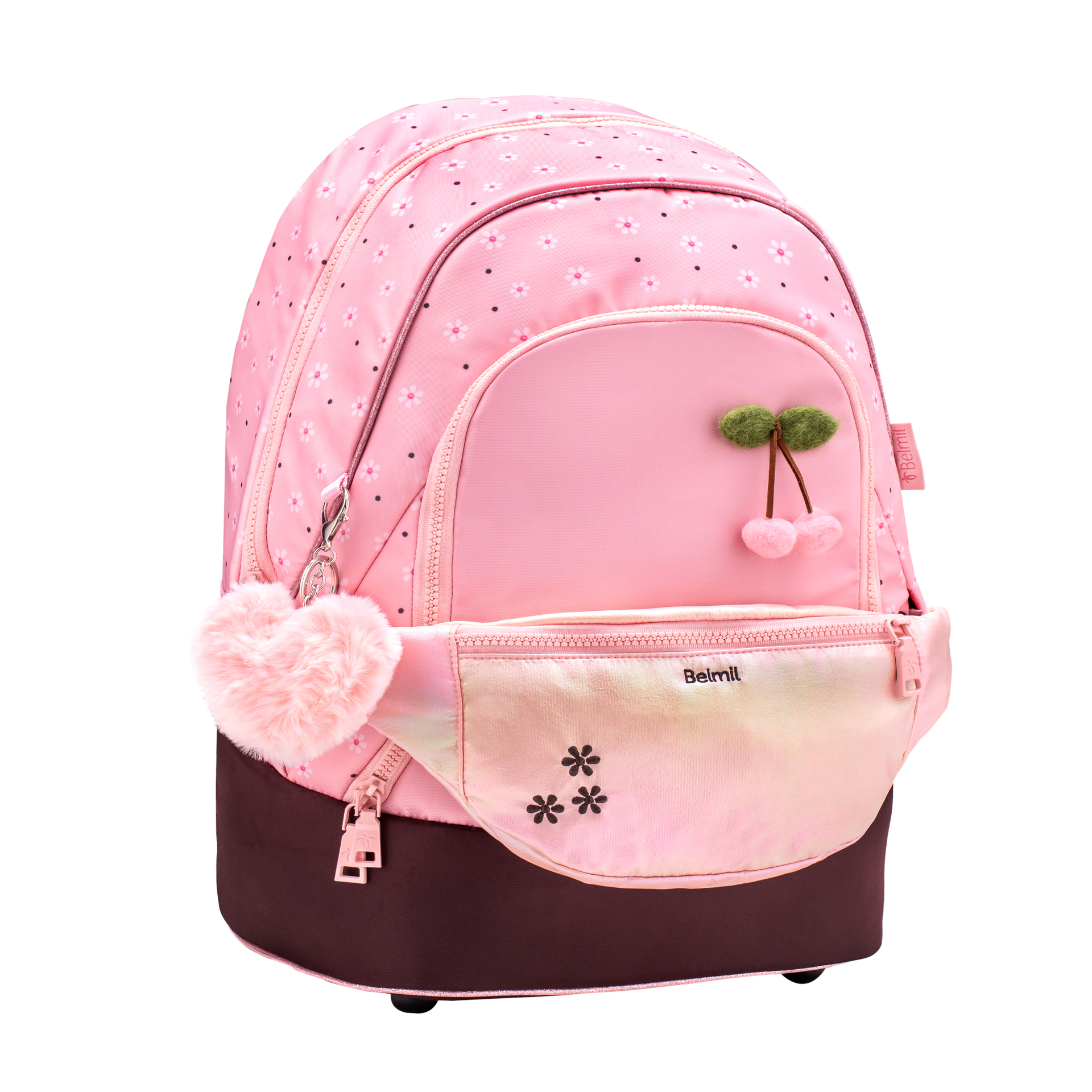 2-IN-1 Schultasche & Gürteltasche 2-teilig - Cherry Blossom