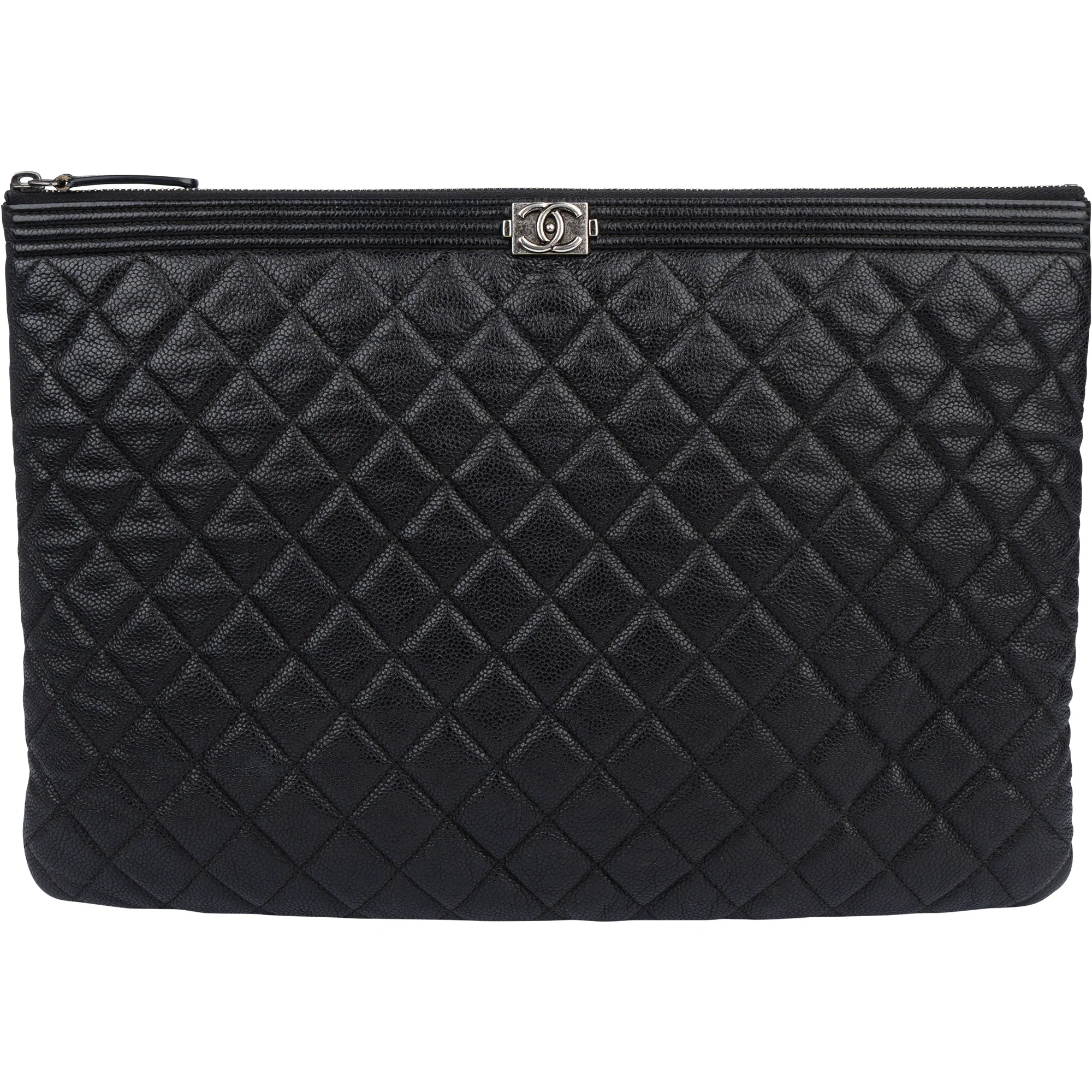 Chanel Quilted Caviar Leather CC Boy Clutch