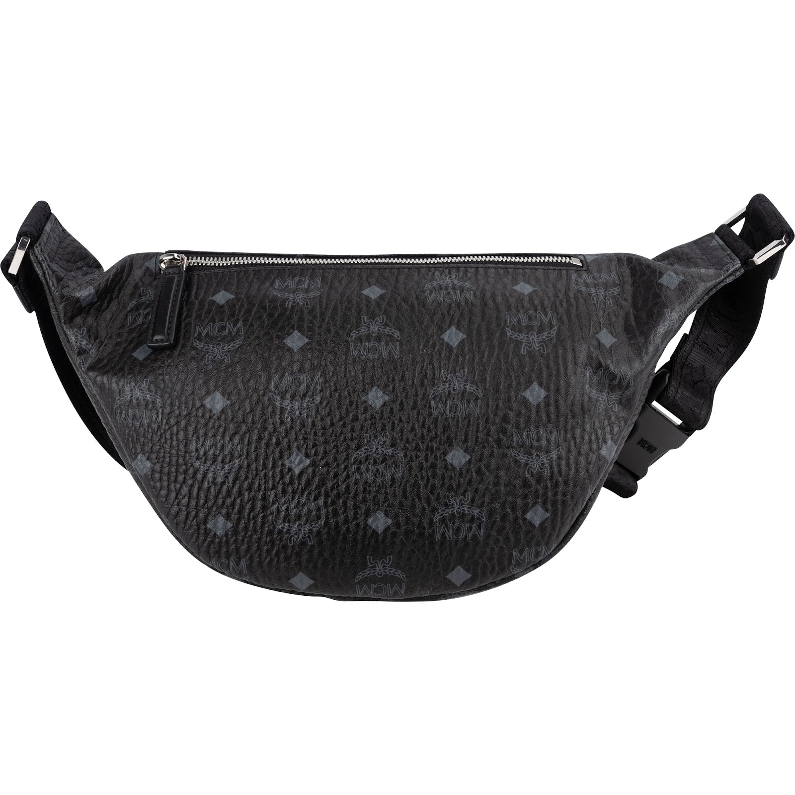 MCM zwarte leren Visetos Stark-riem crossbodytas