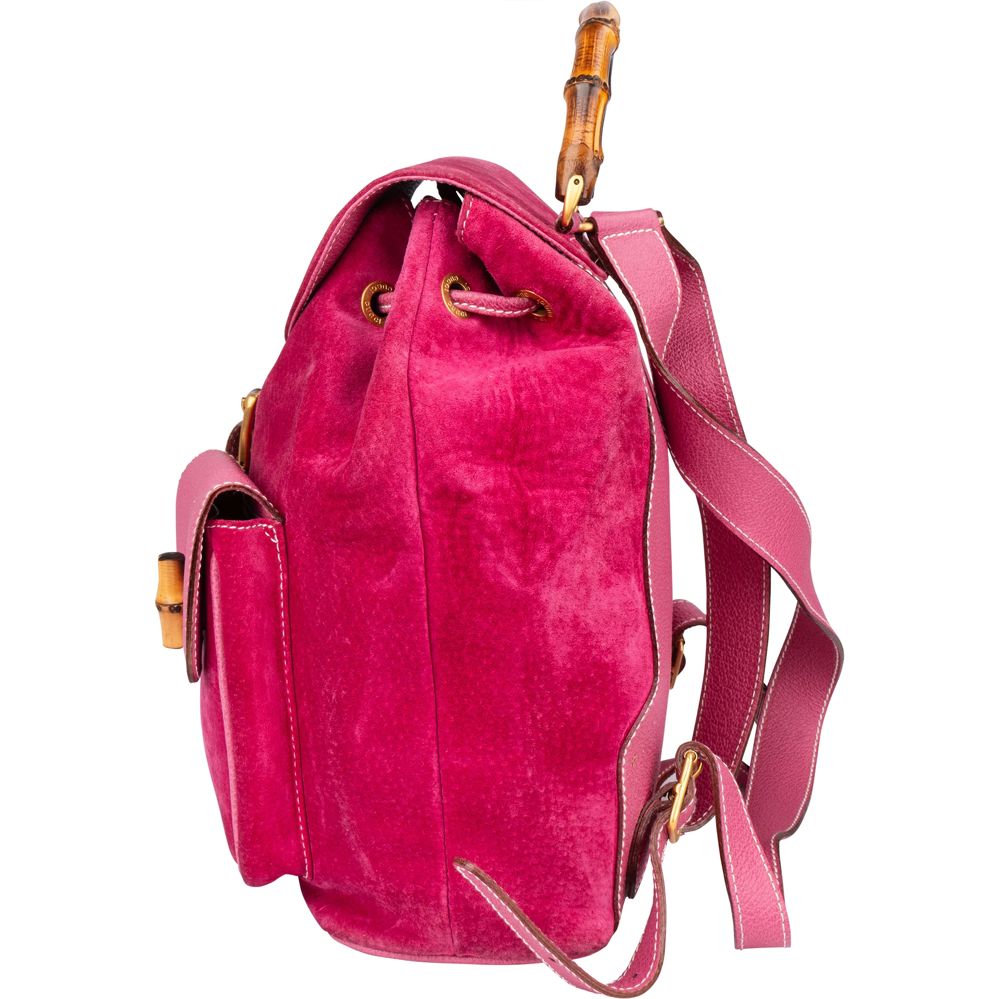Gucci Pink Suede Bamboo Rucksack
