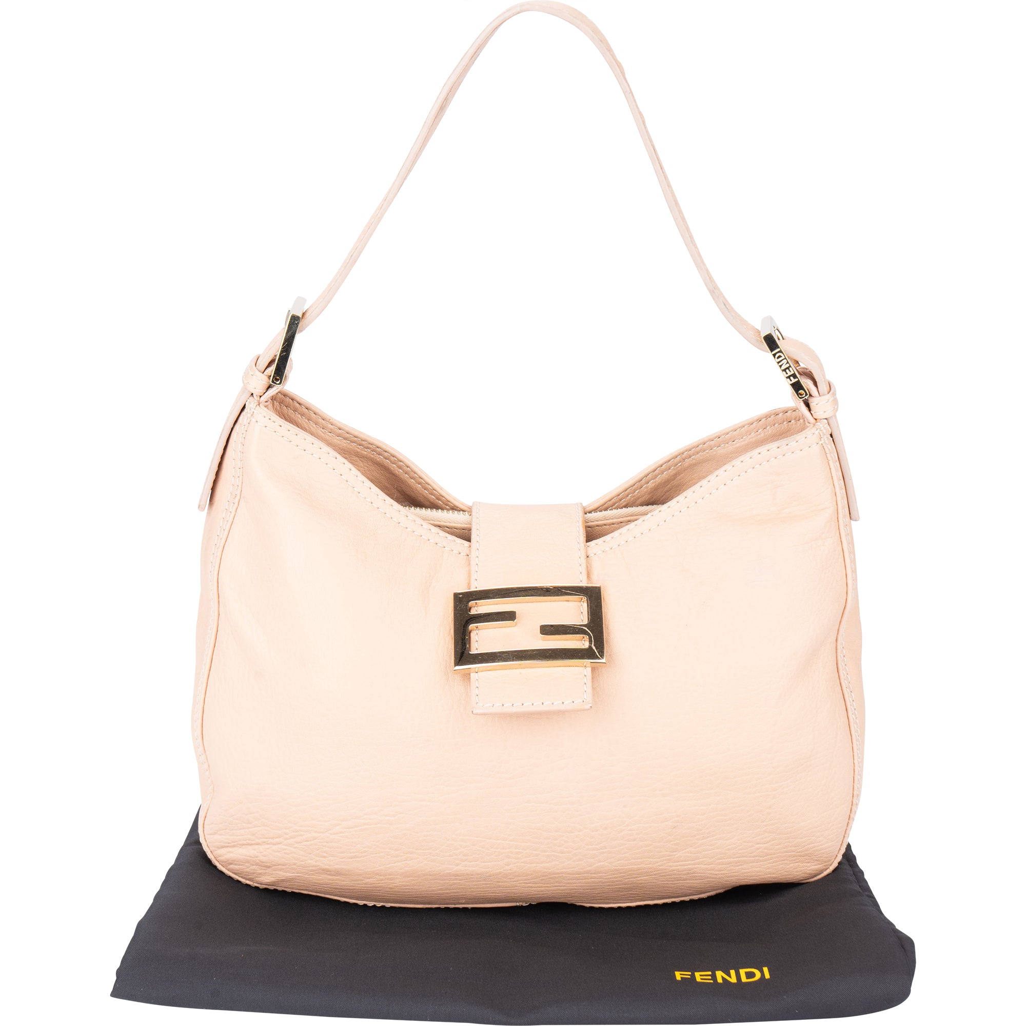 Fendi - FF Rose Leather Baguette Handbag