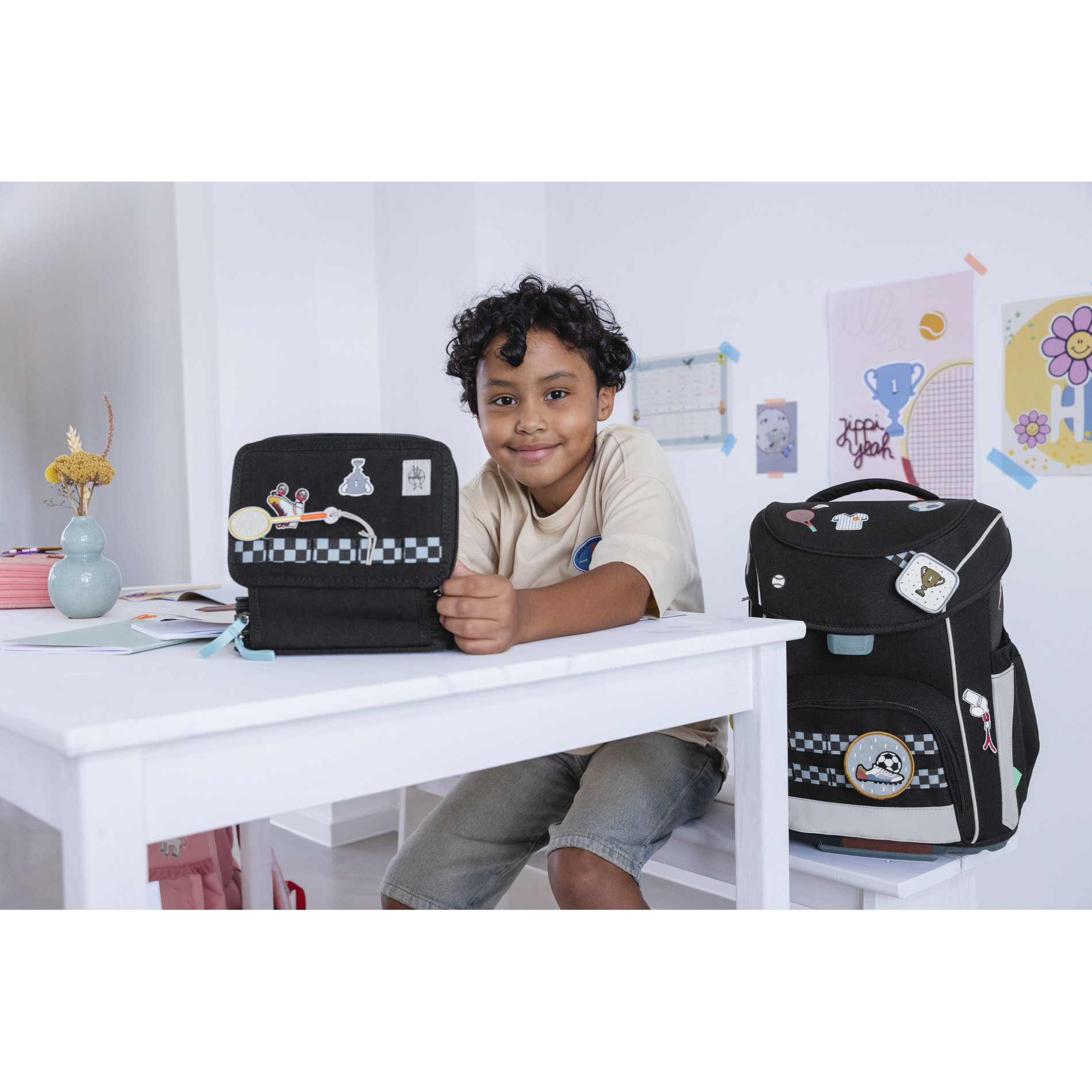 School Set Slim Unique Schulranzenset 6tlg. - black