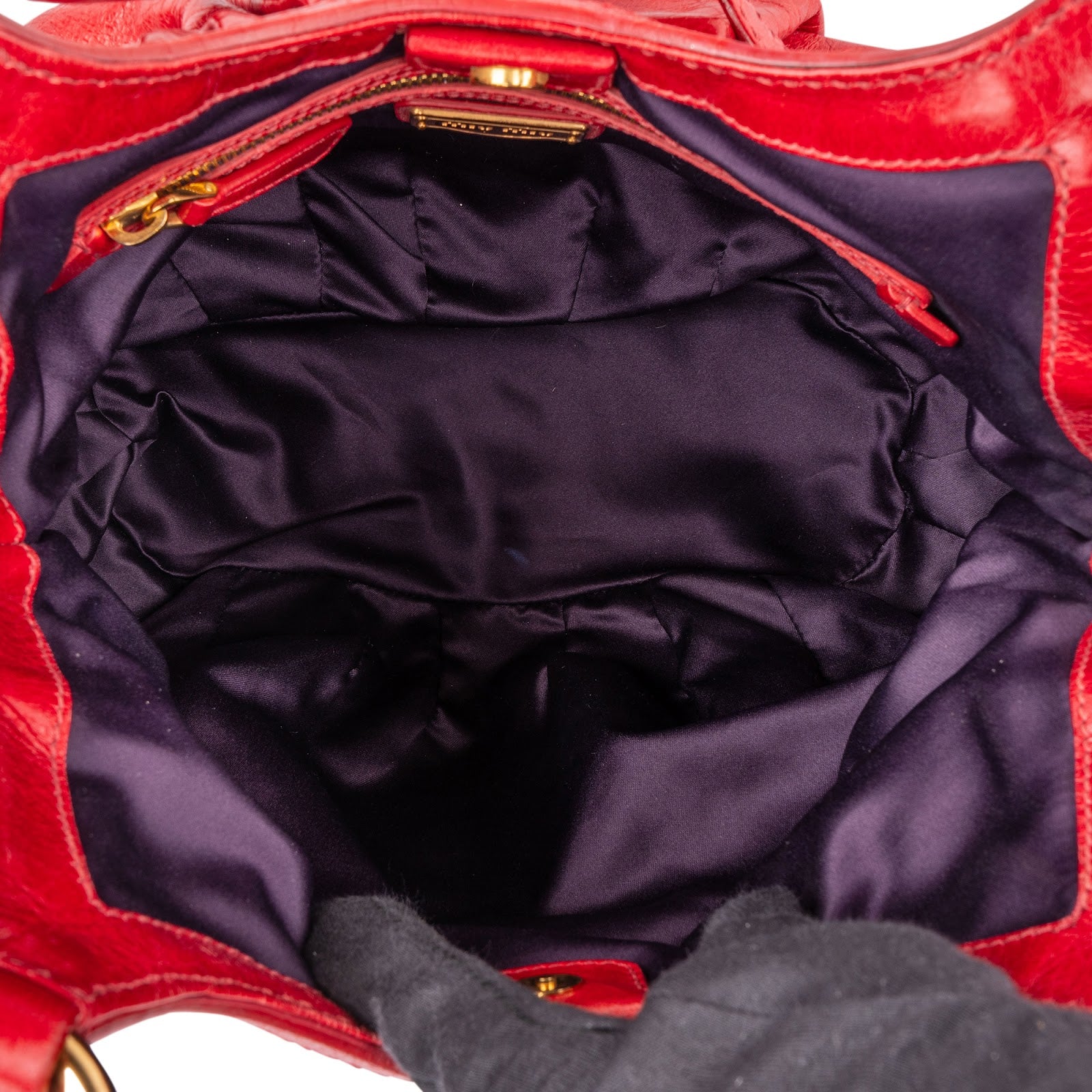 Miu Miu Vitello Lux Coffer Hobo Shoulder Bag