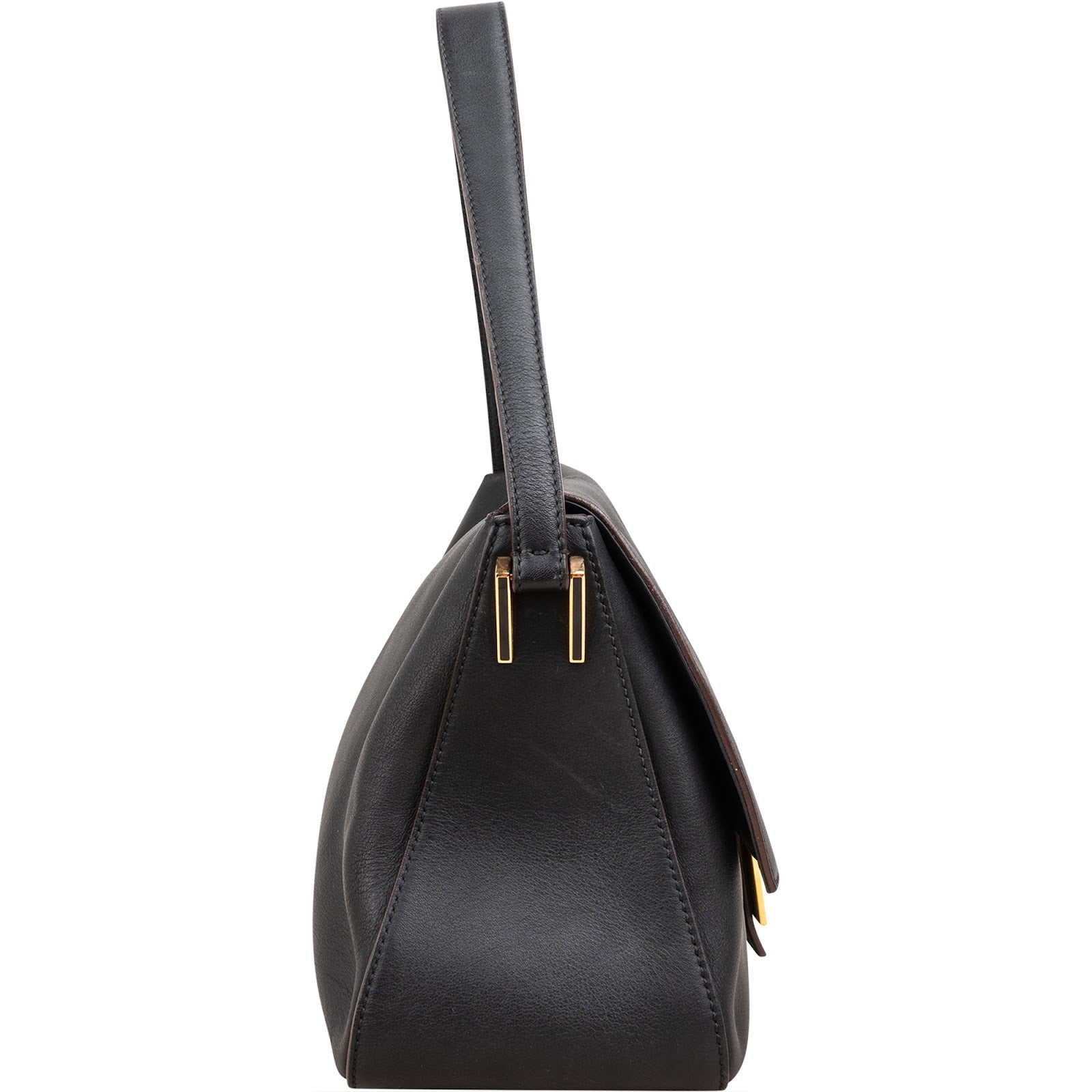 Fendi Black Leather Mamma Baguette Shoulder Bag