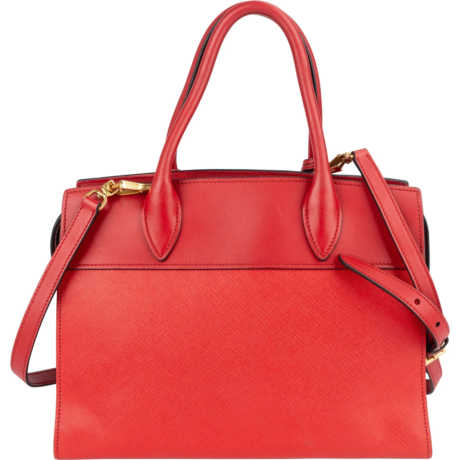 Prada Red Saffiano Leather Esplanade Handbag
