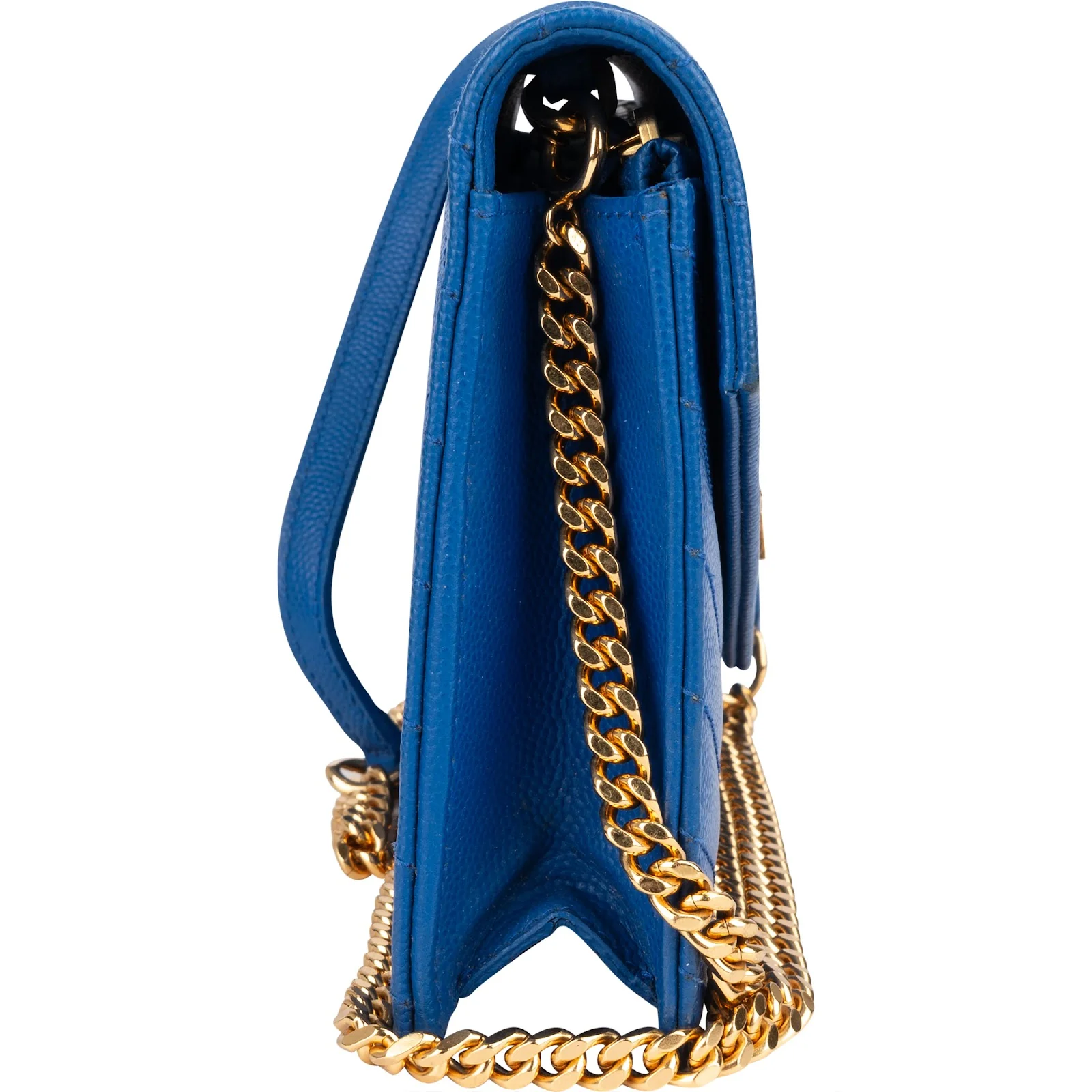 Saint Laurent Chevron Grain de Poudre Wallet On Chain Crossbody Bag