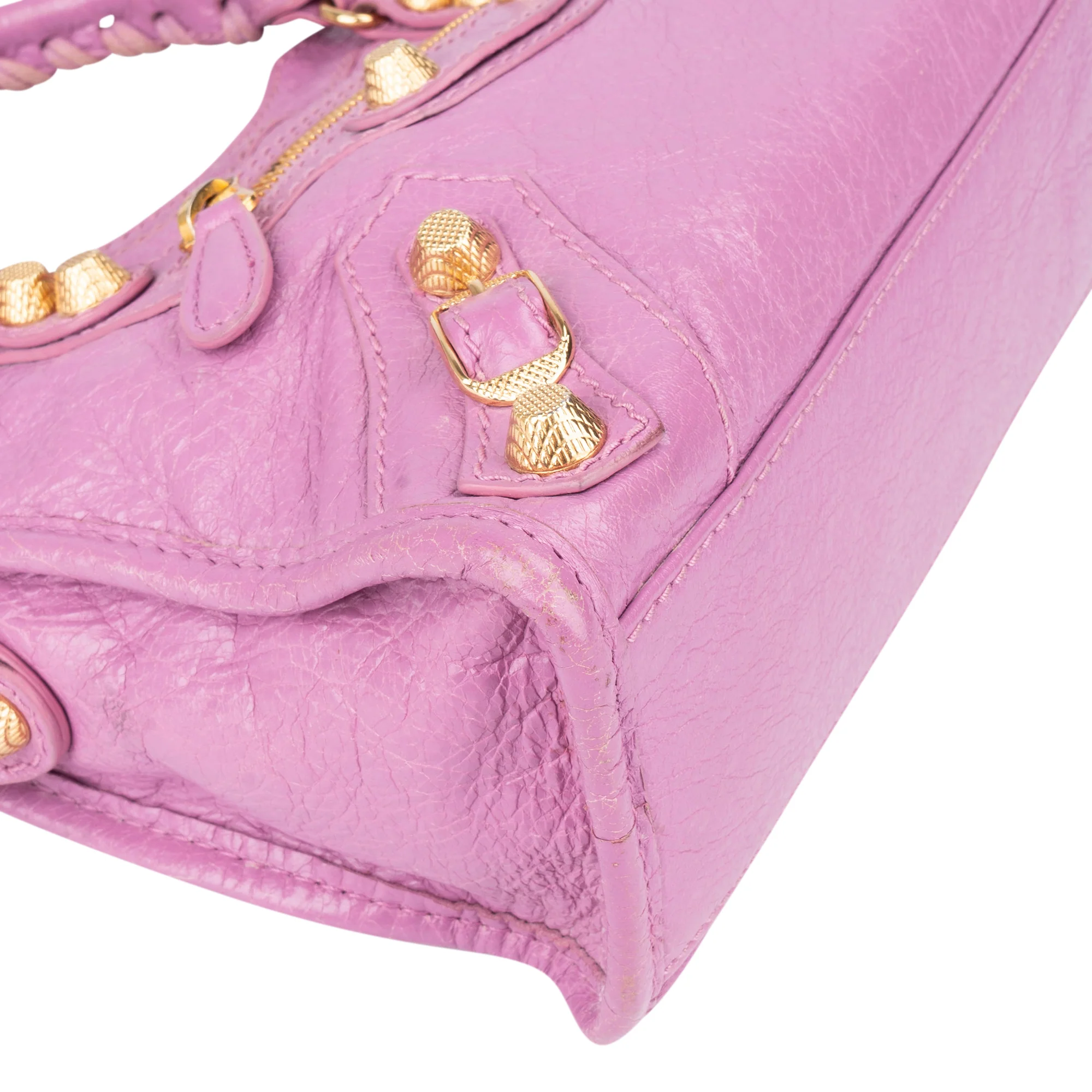 Balenciaga Pink Leather Mini City Handbag